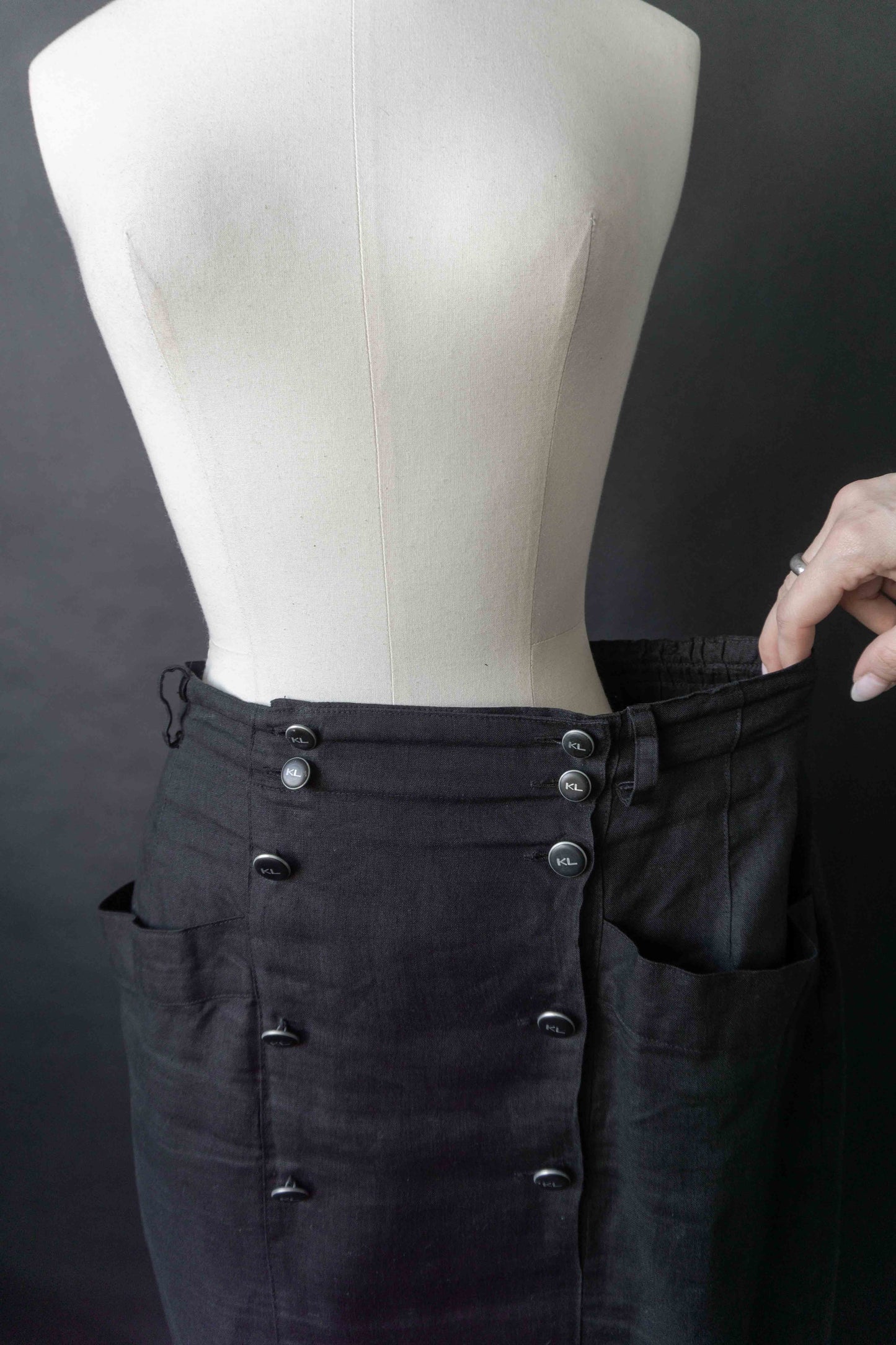 Vintage 80s Karl Lagerfeld Leinenrock, L–XL theplaincircle vintage