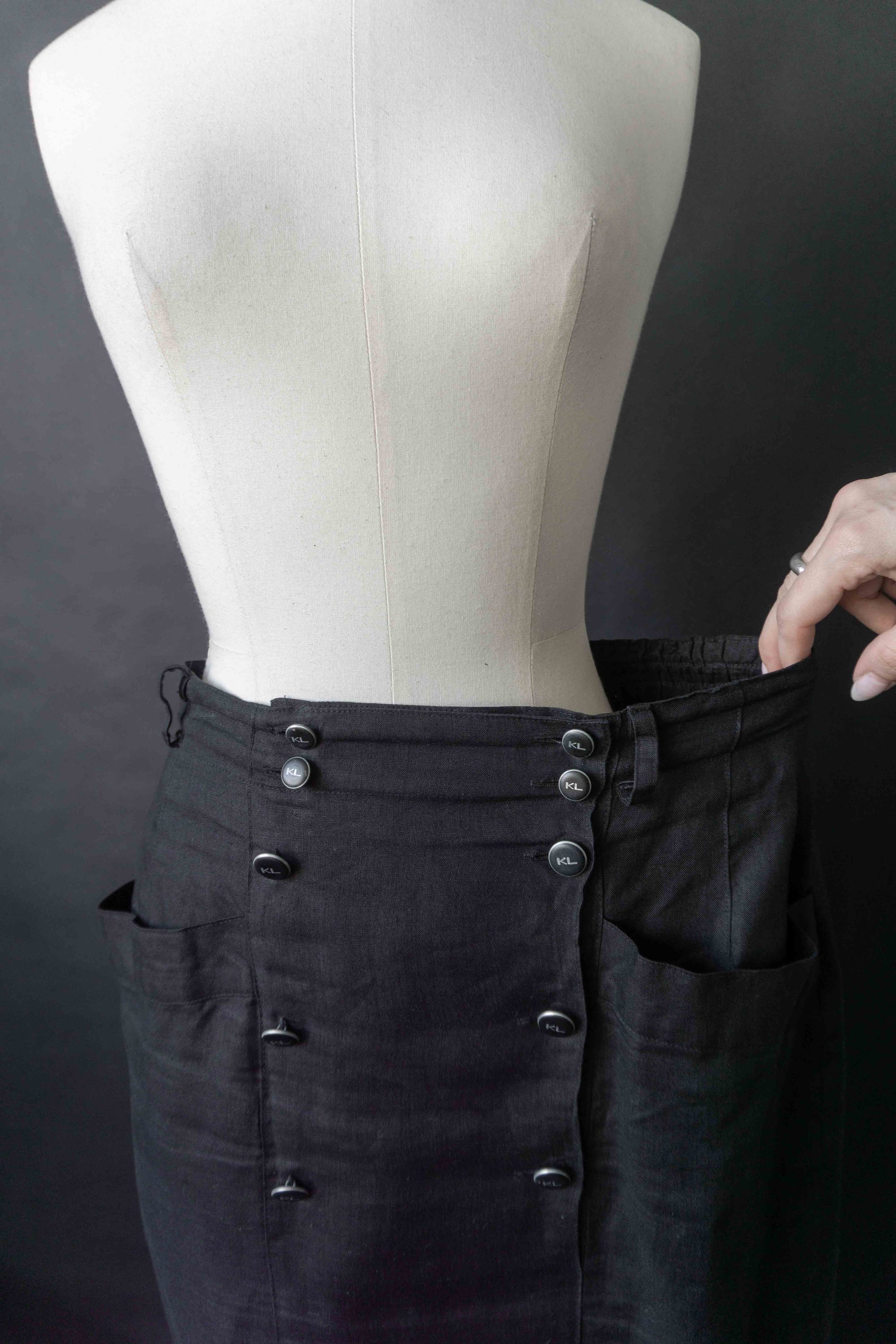 Vintage 80s Karl Lagerfeld Leinenrock, L–XL theplaincircle vintage