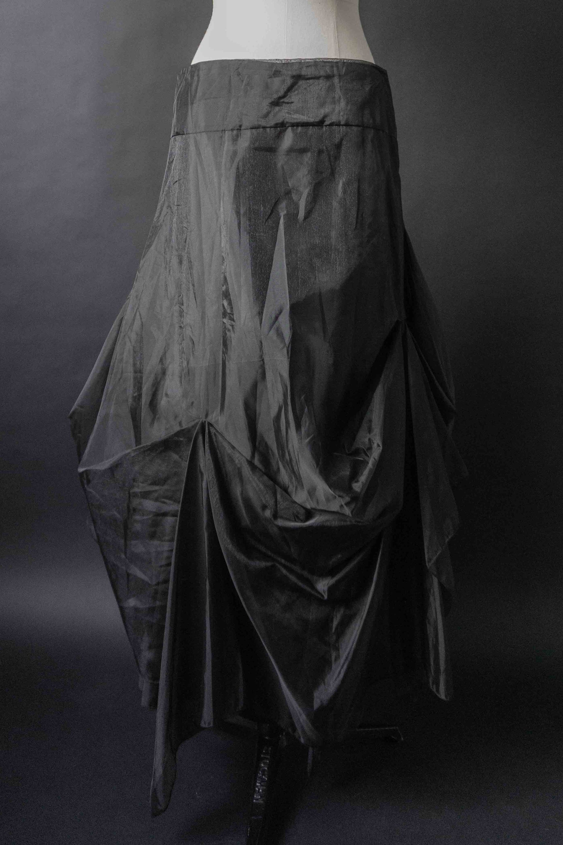 Y2K Avantgarde Maxi Rock aus Organza mit Drapierungen, S–M theplaincircle vintage