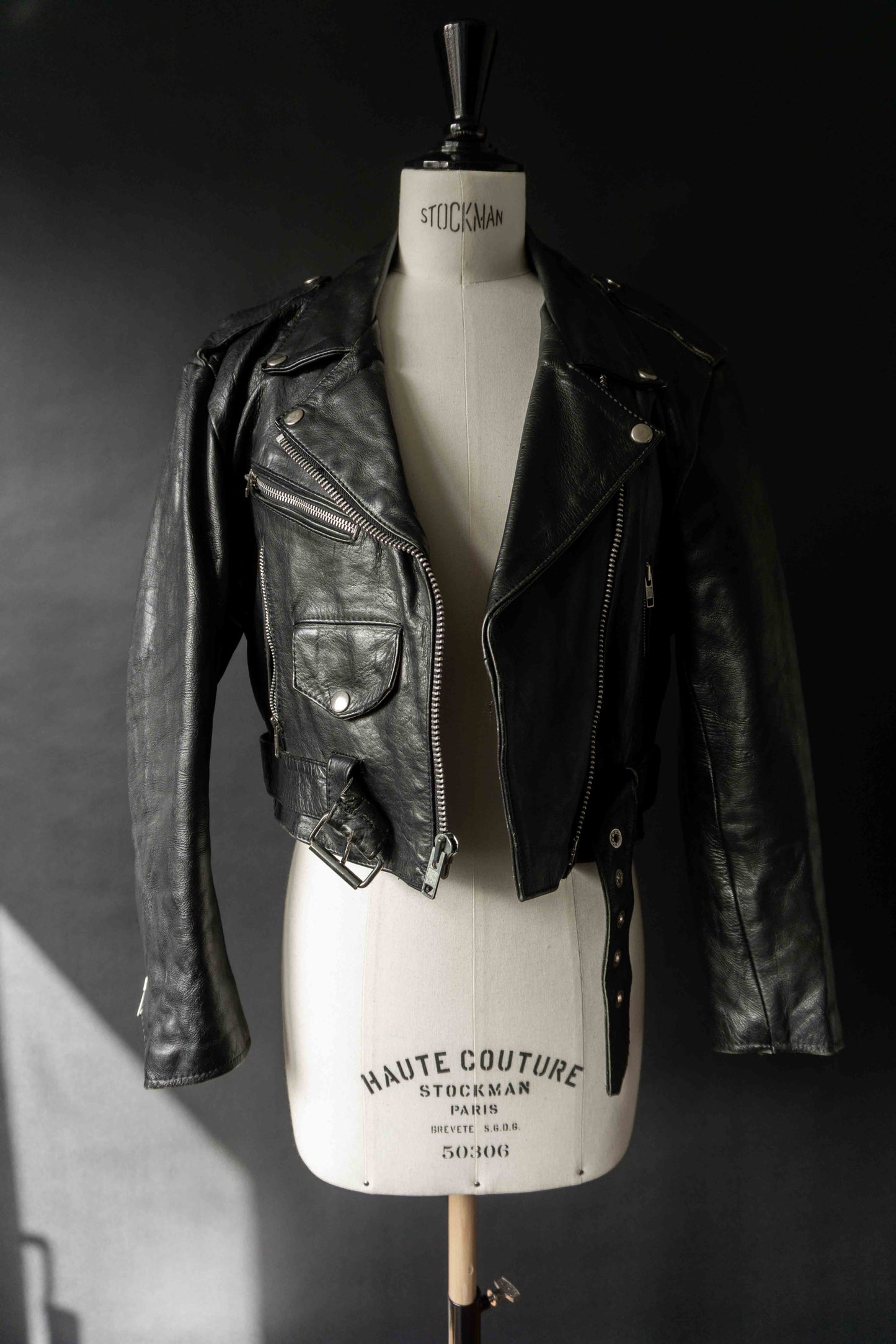Vintage Biker Lederjacke, Cropped, XS–S theplaincircle vintage