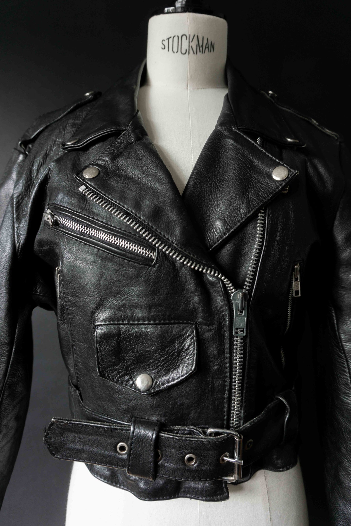 Vintage Biker Lederjacke, Cropped, XS–S theplaincircle vintage