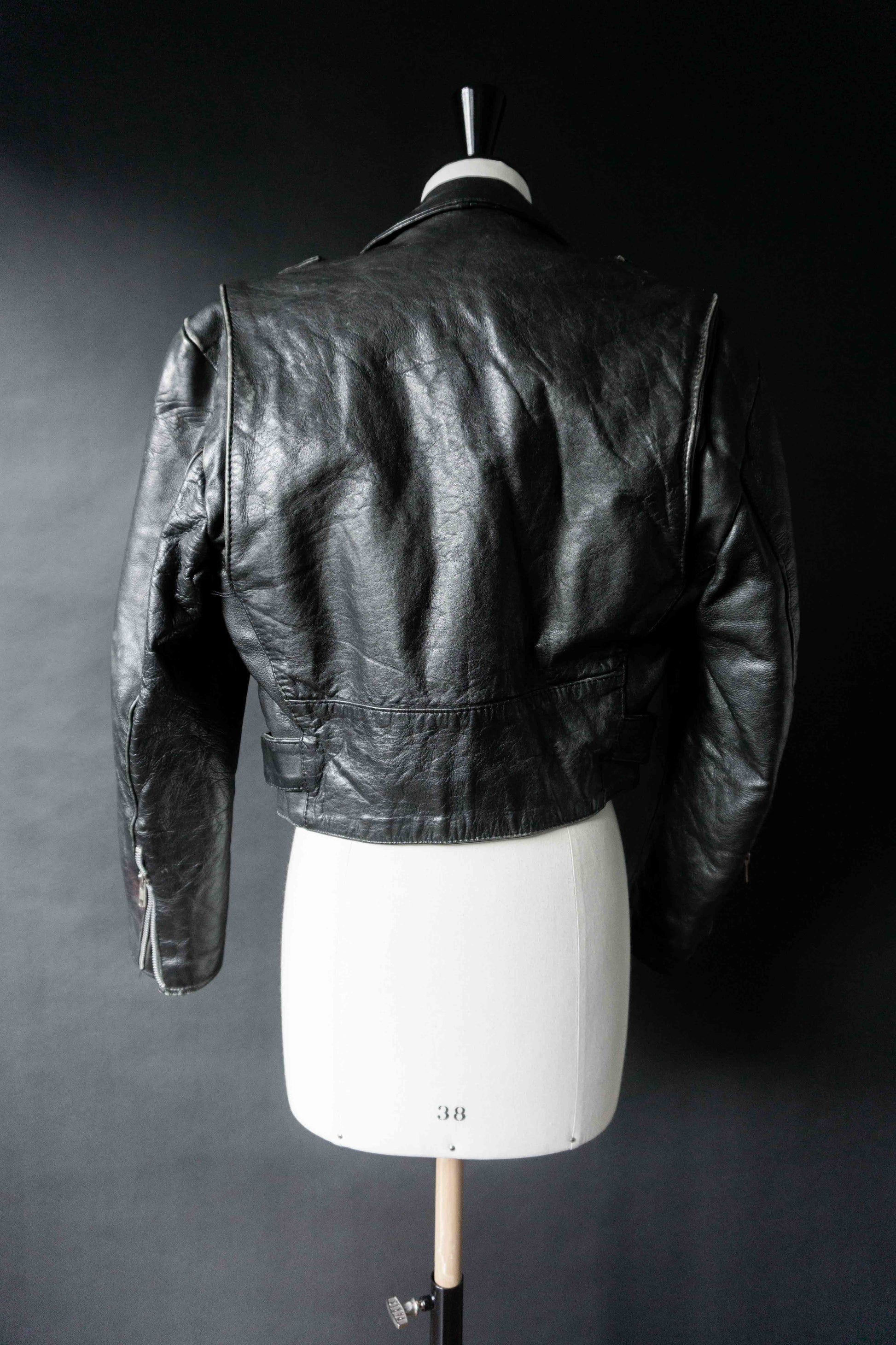 Vintage Biker Lederjacke, Cropped, XS–S theplaincircle vintage