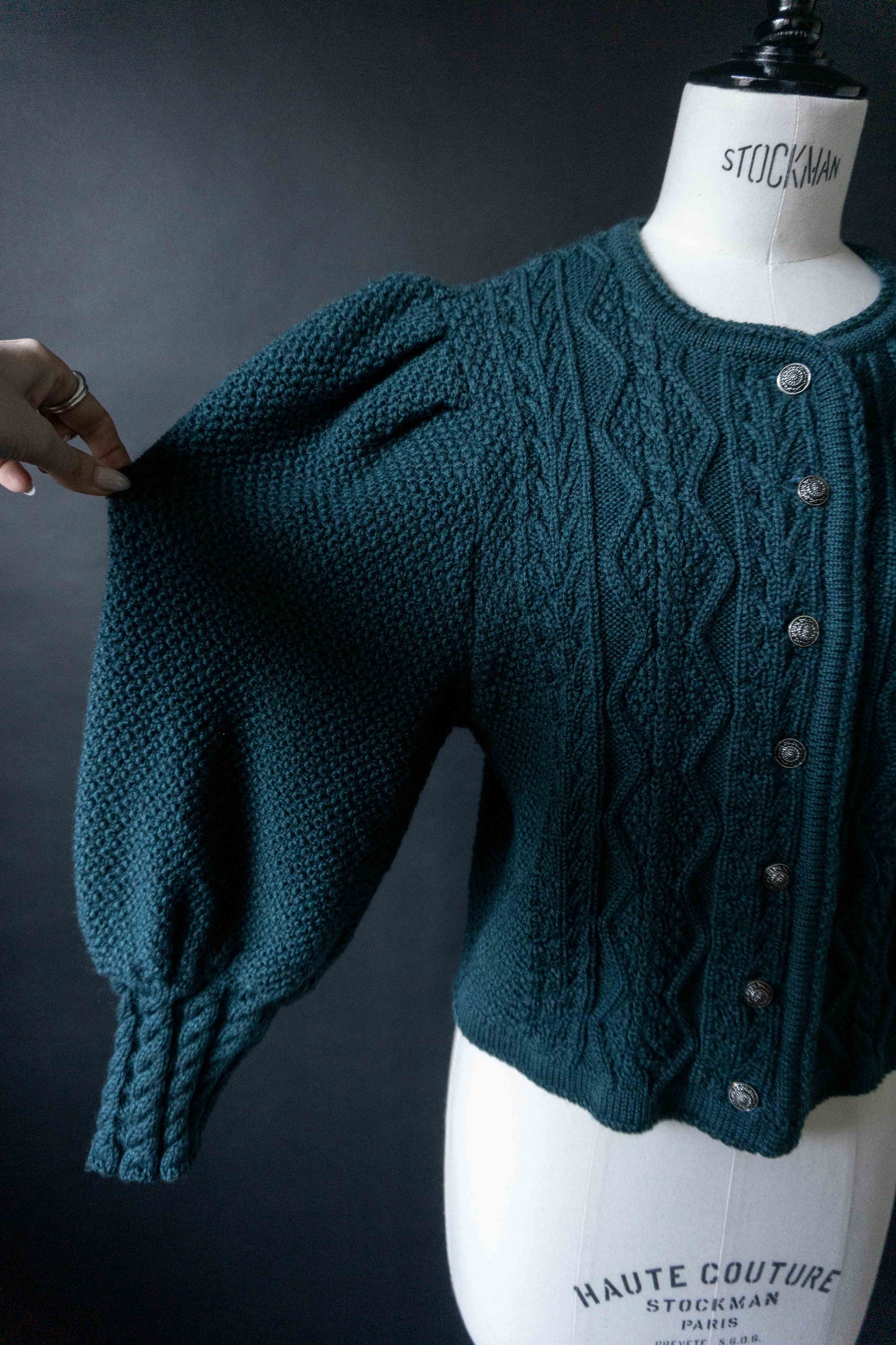 Vintage Dark Folklore Cardigan Petrol, S–M theplaincircle vintage