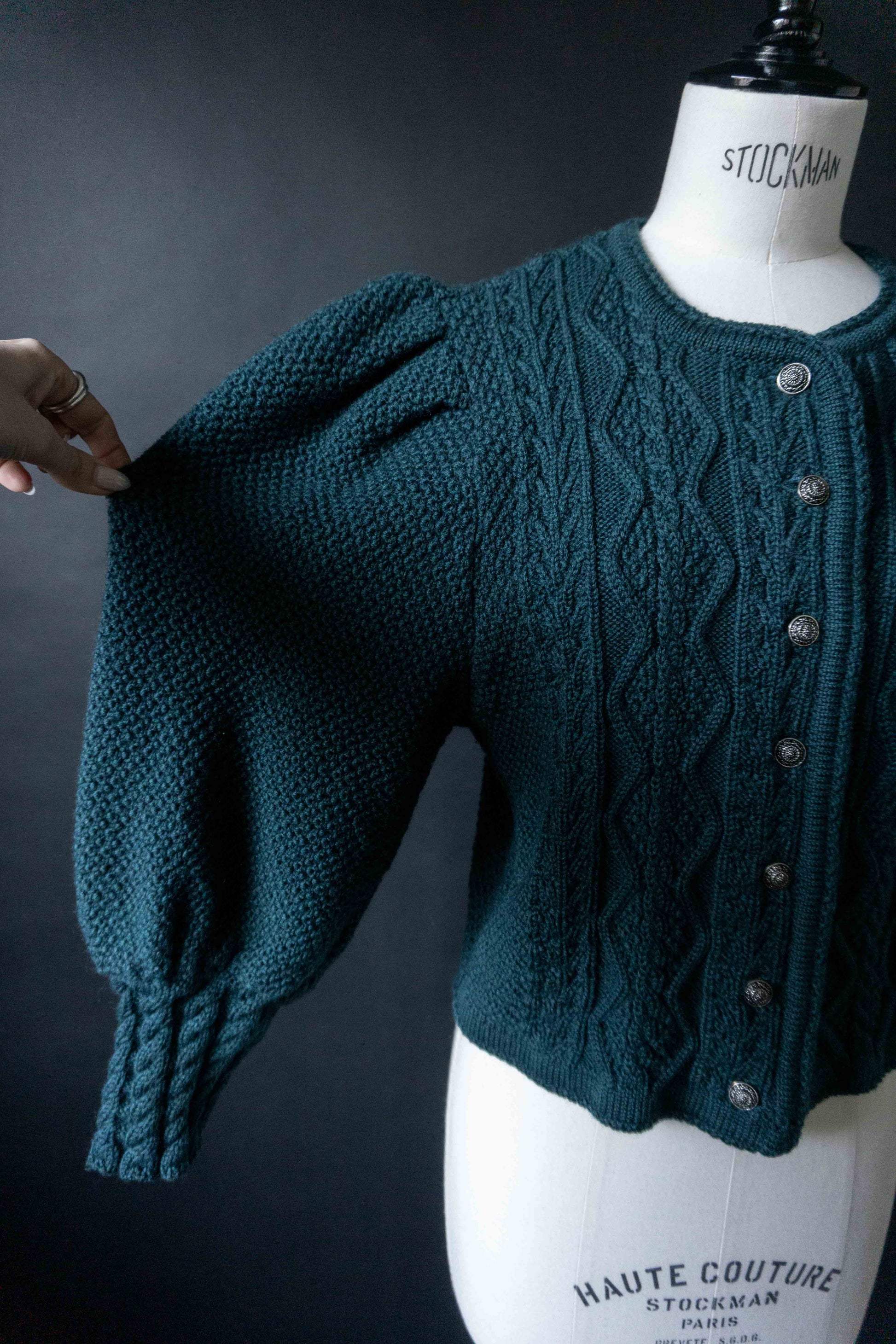 Vintage Dark Folklore Cardigan Petrol, S–M theplaincircle vintage
