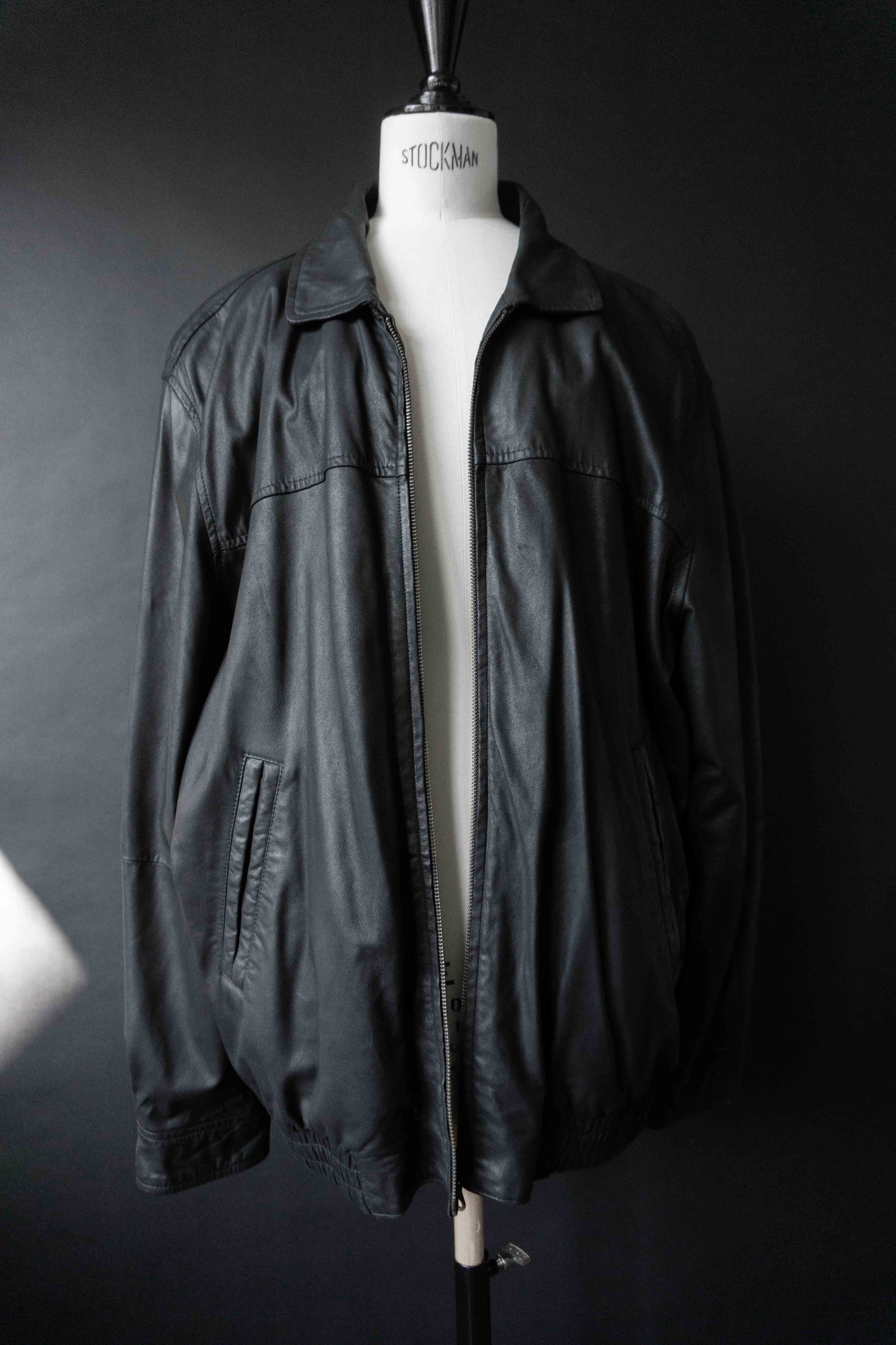 Vintage Lederjacke Schwarz Oversize – Soft Leather Blouson 90s, M–XL theplaincircle vintage