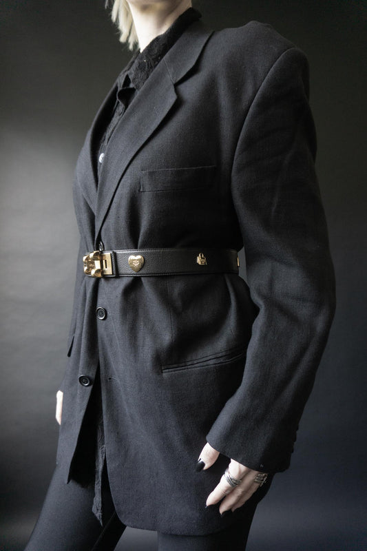 vintage mcm gürtel schwarz gold 80s