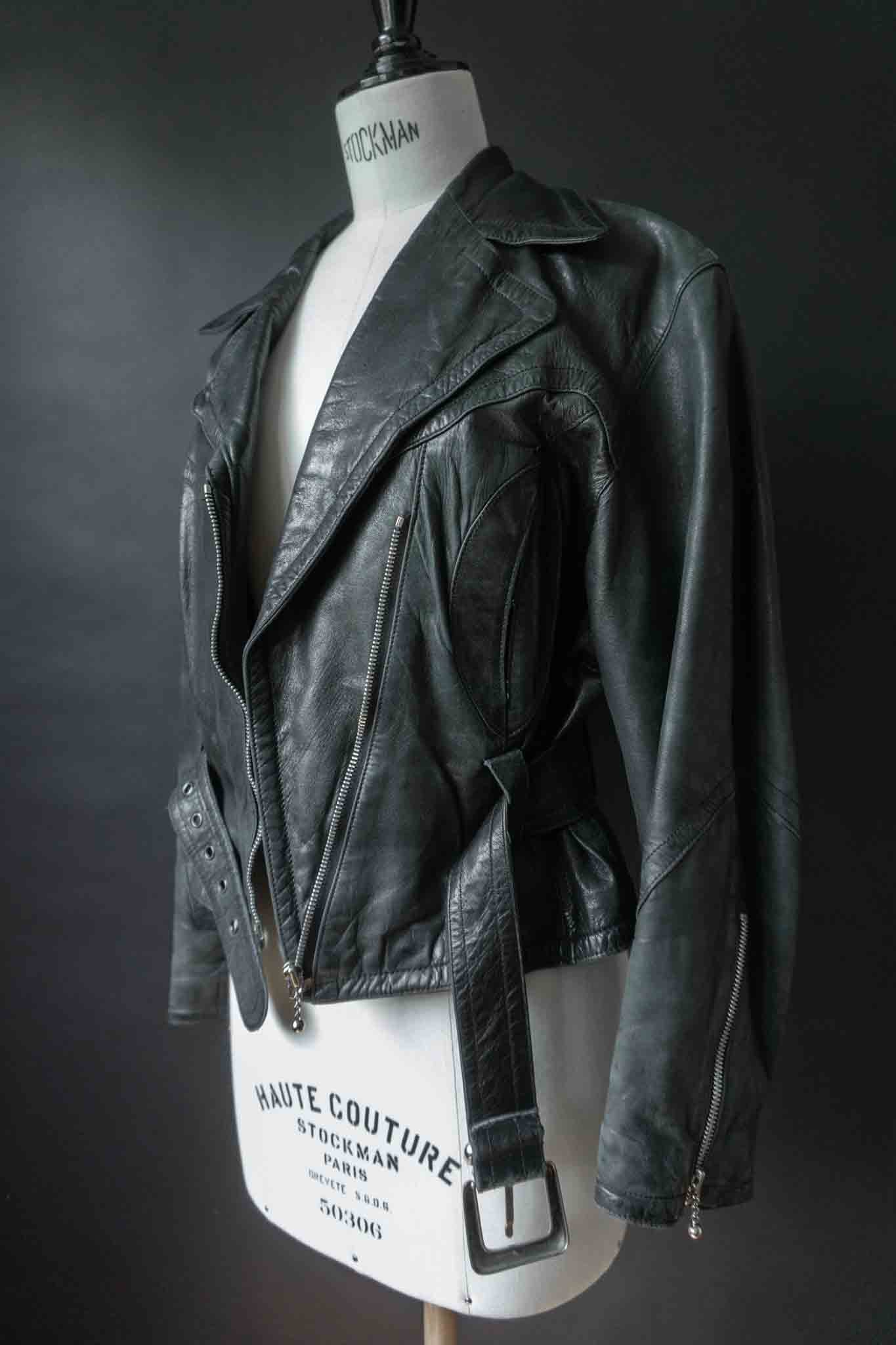 Vinage 80s Lederjacke aus weichem Slouchy-Leder mit Gürtel, S–M theplaincircle vintage