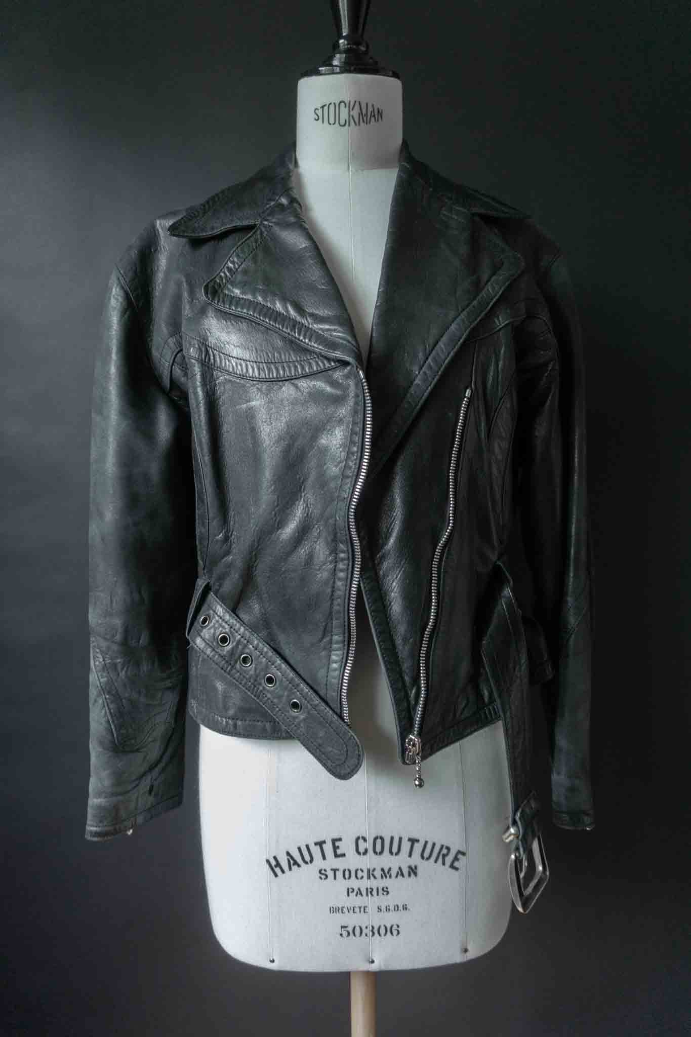 Vinage 80s Lederjacke aus weichem Slouchy-Leder mit Gürtel, S–M theplaincircle vintage