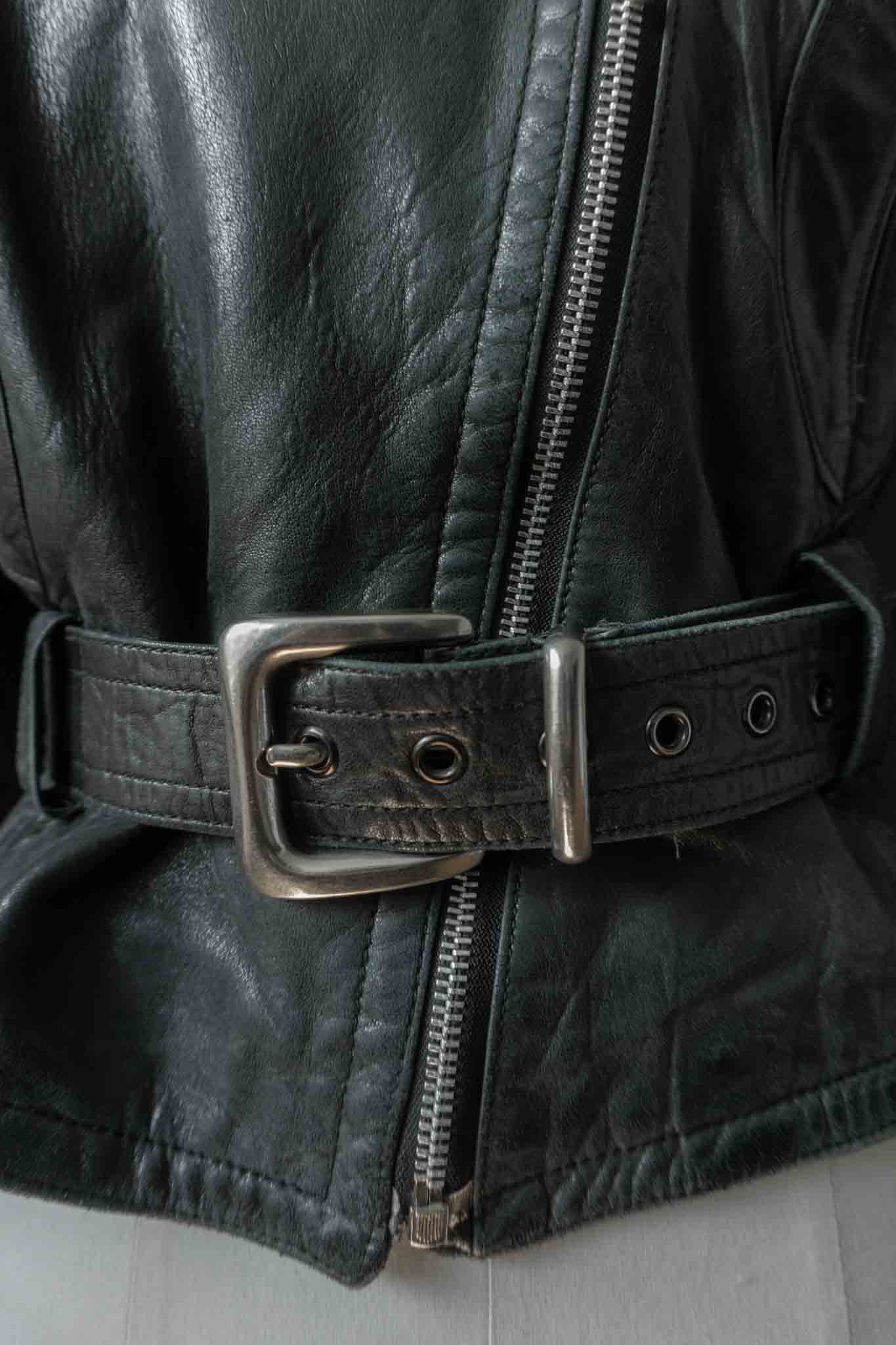 Vinage 80s Lederjacke aus weichem Slouchy-Leder mit Gürtel, S–M theplaincircle vintage