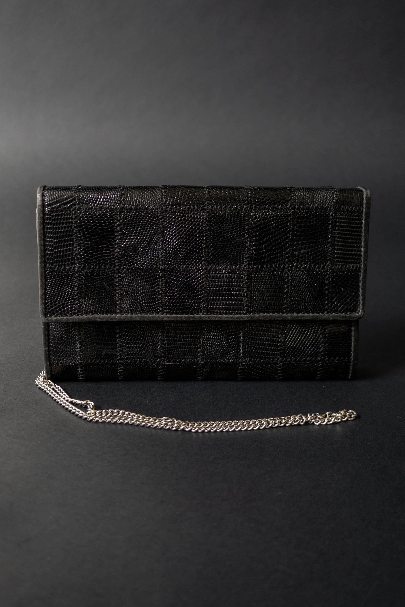 Vintage Clutch aus Kroko-Leder mit Kette
