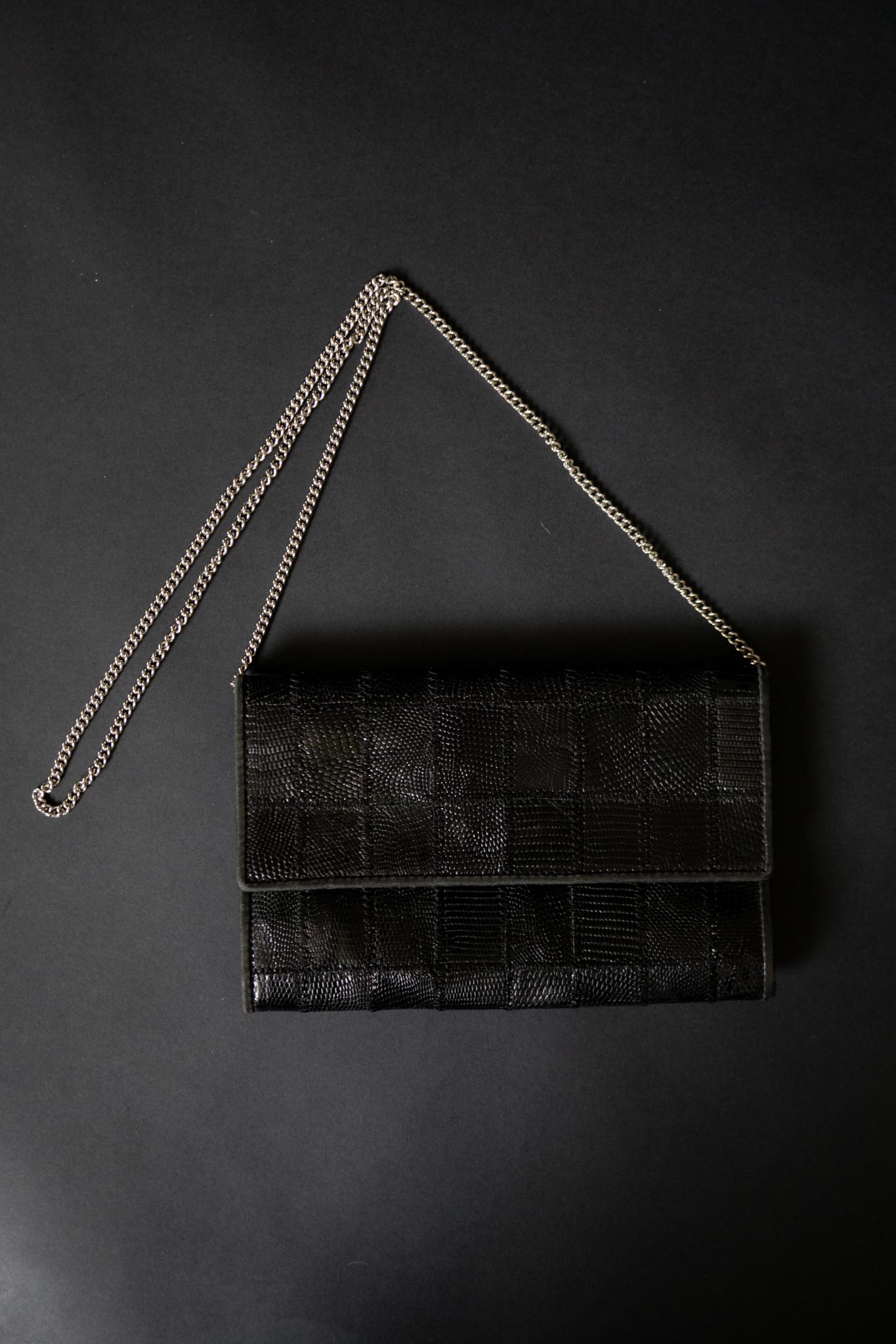 Vintage Clutch aus Kroko-Leder mit Kette