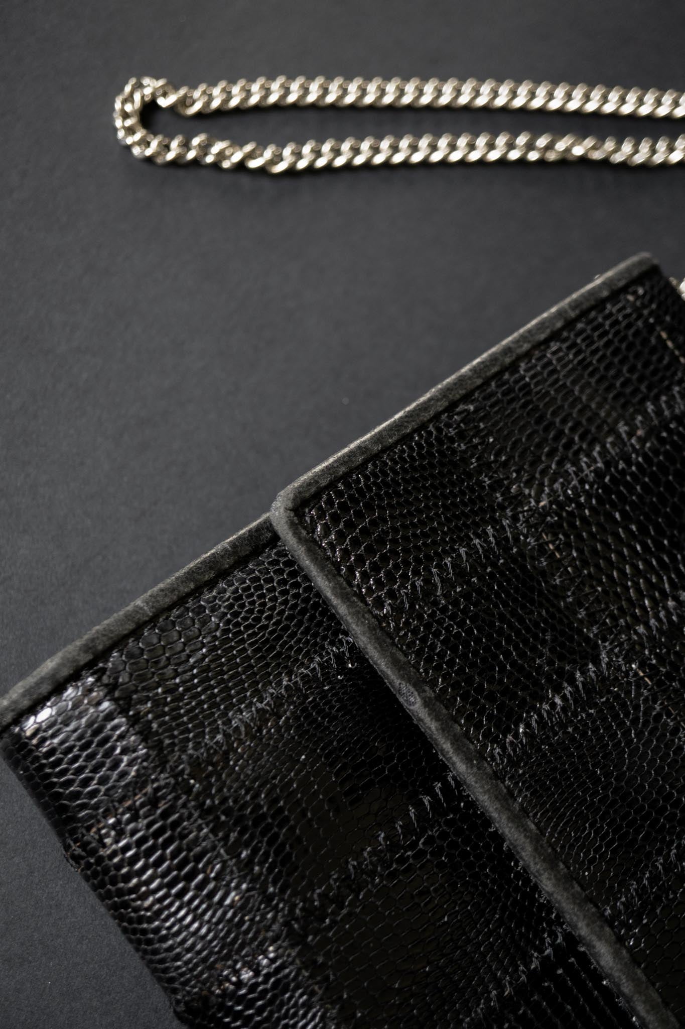 Vintage Clutch aus Kroko-Leder mit Kette