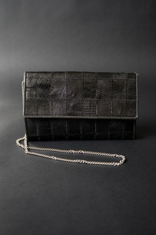 Vintage Clutch aus Kroko-Leder mit Kette