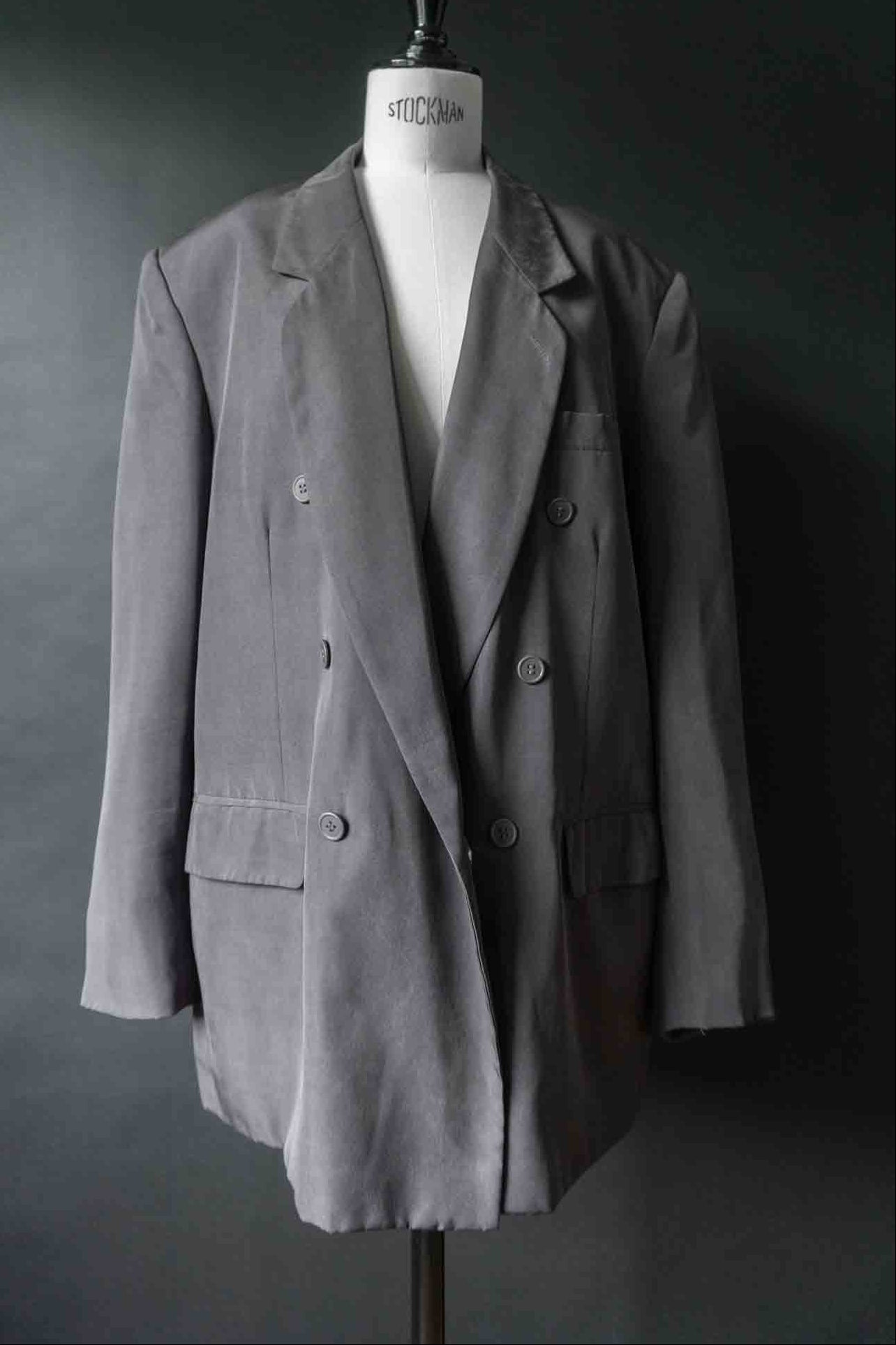 Vintage Avantgarde Blazer Seide, Grau, M–L