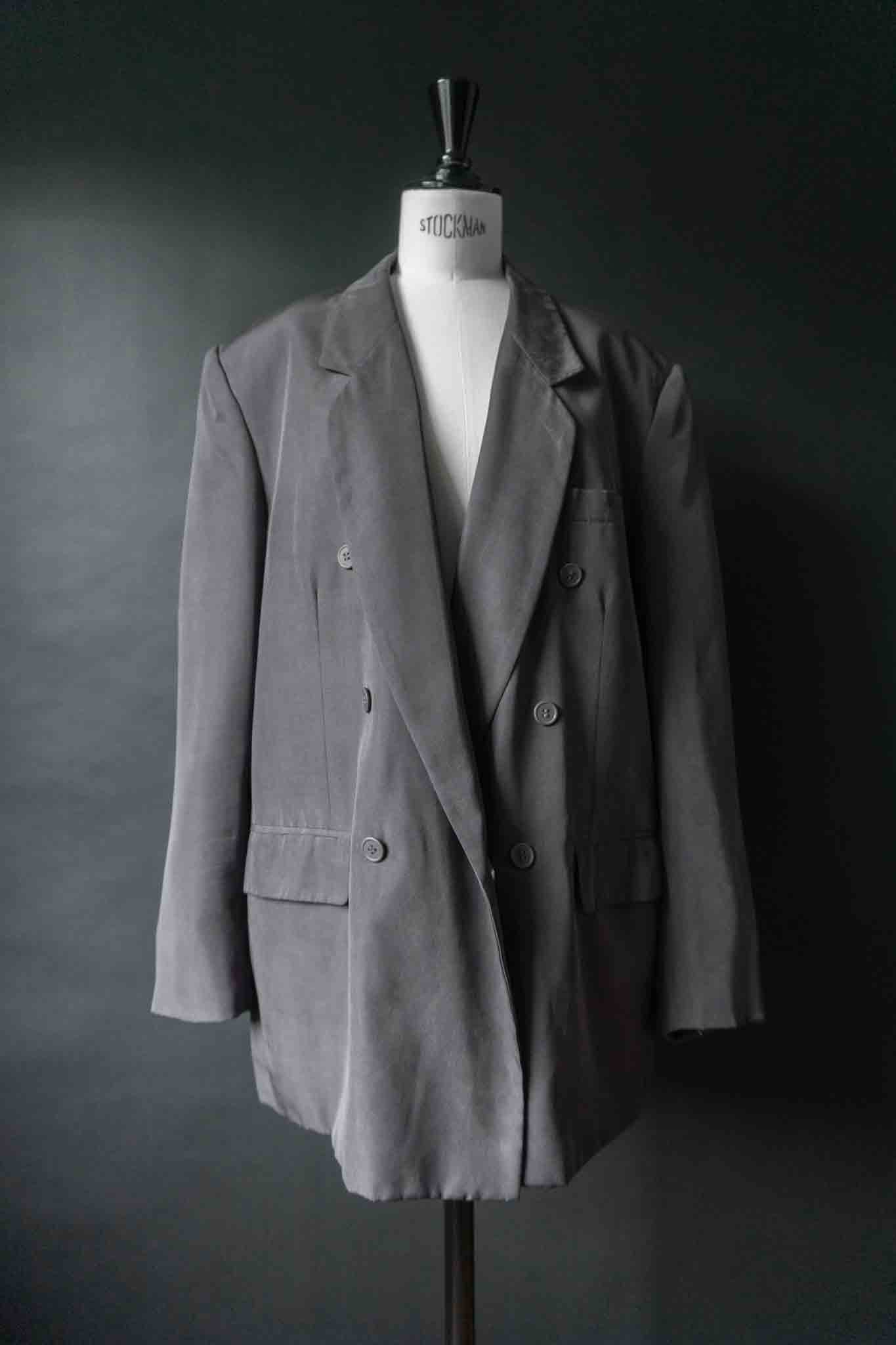 Vintage Avantgarde Blazer Seide, Grau, M–L