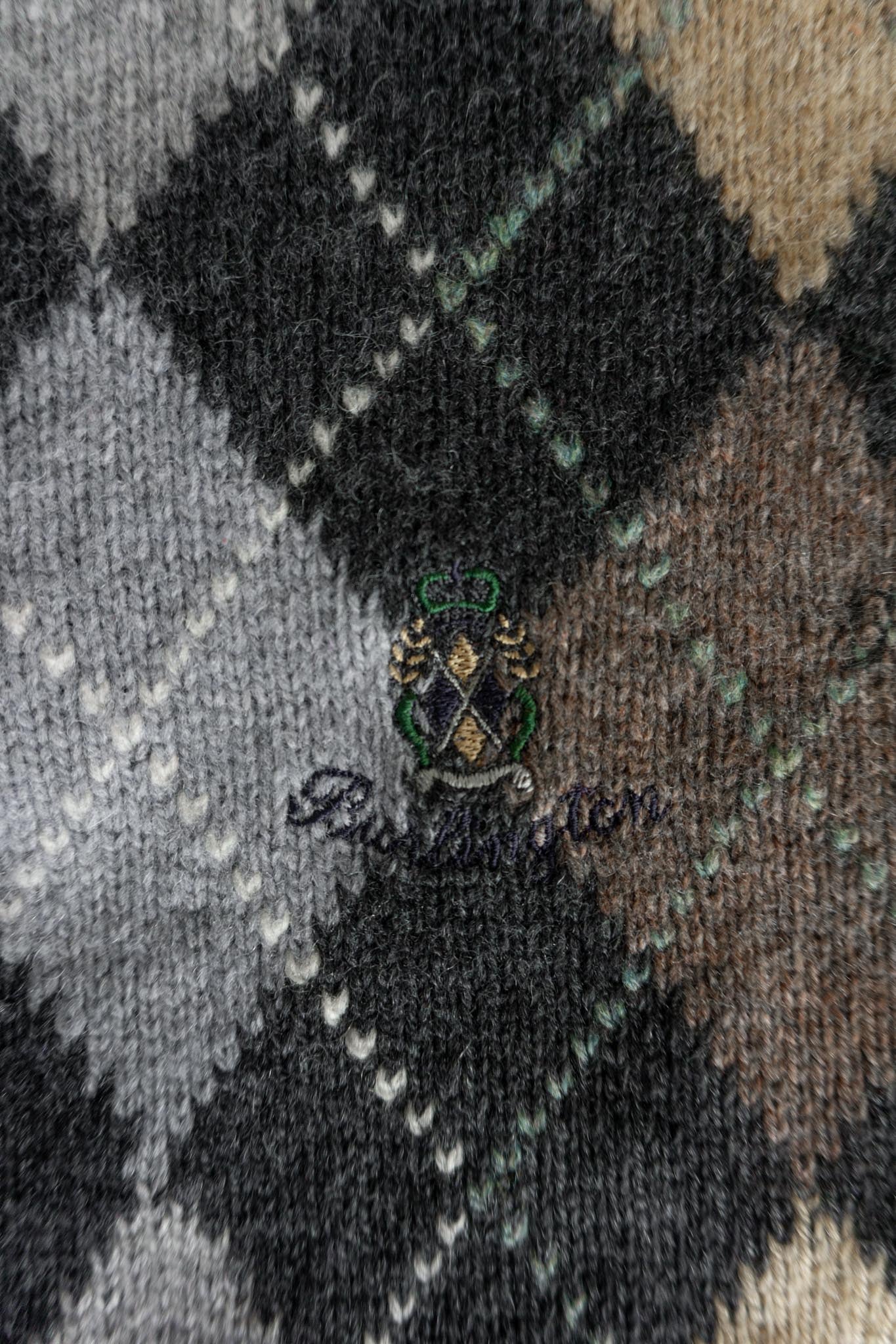 Burlington Wollpullover Vintage mit Karo-Muster, lederbezogenen Knöpfen und Kragen