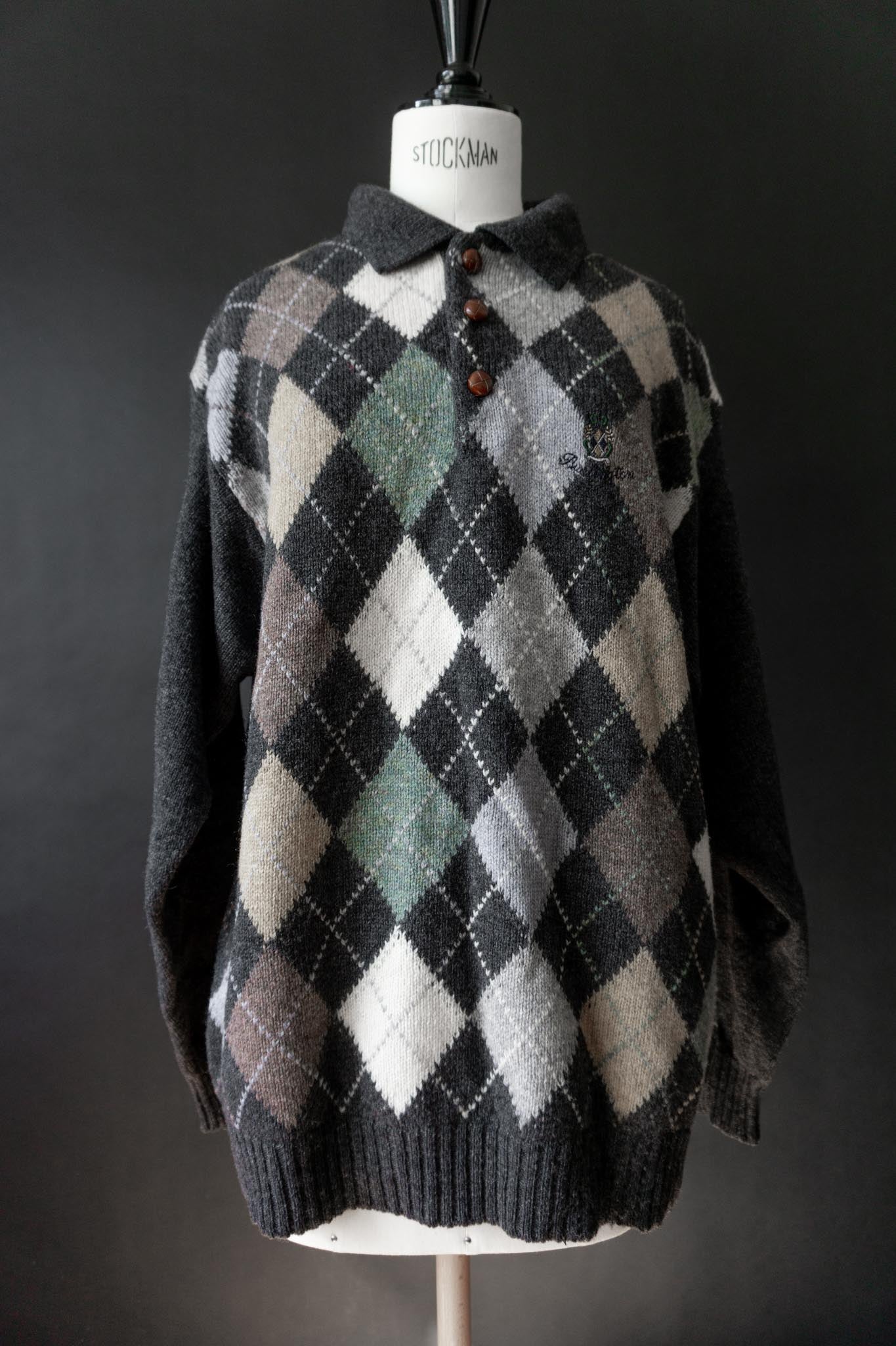 Burlington Wollpullover Vintage mit Karo-Muster, lederbezogenen Knöpfen und Kragen