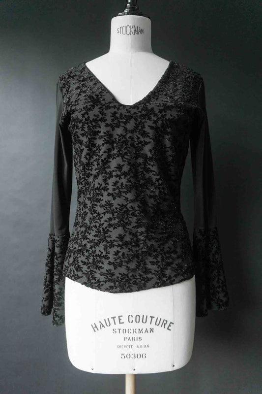 Vintage 90s Longsleeve Trompetenärmel – Gothic Romance, XS–S theplaincircle vintage