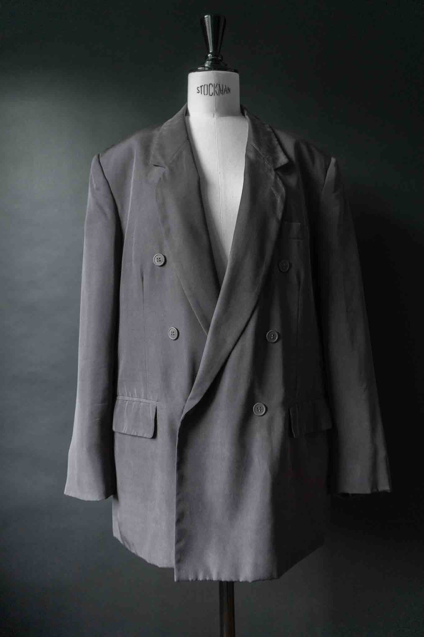 Vintage Avantgarde Blazer Seide, Grau, M–L