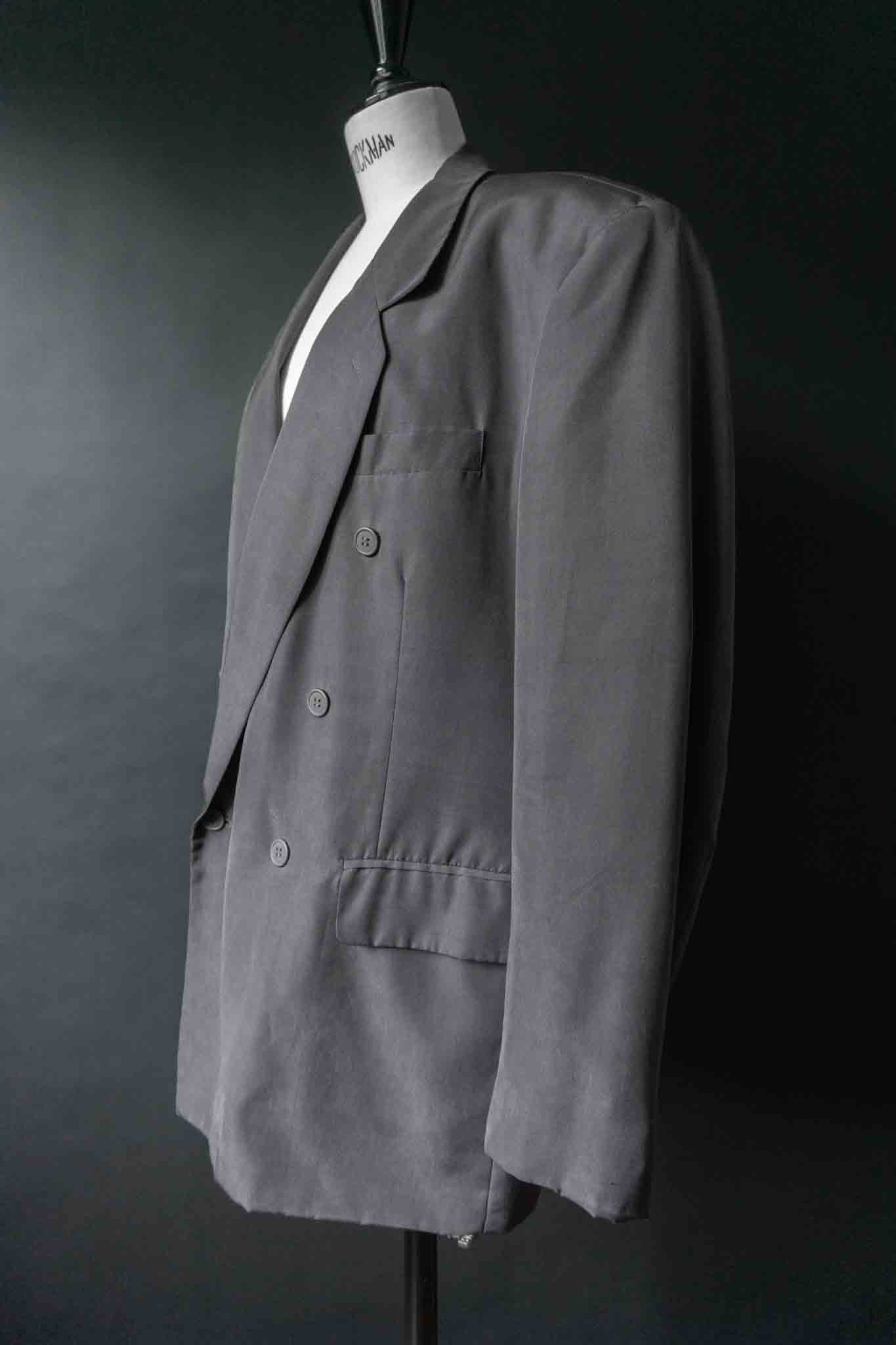 Vintage Avantgarde Blazer Seide, Grau, M–L