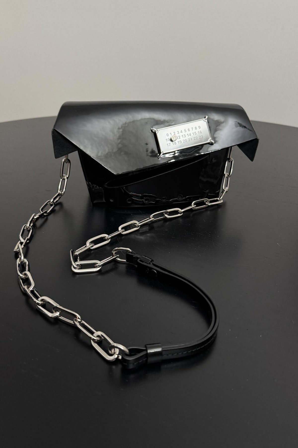 Maison Margiela Cnatched Patent Leather Chain Bag