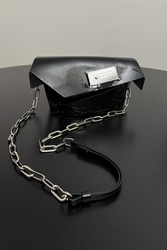 Maison Margiela Cnatched Patent Leather Chain Bag