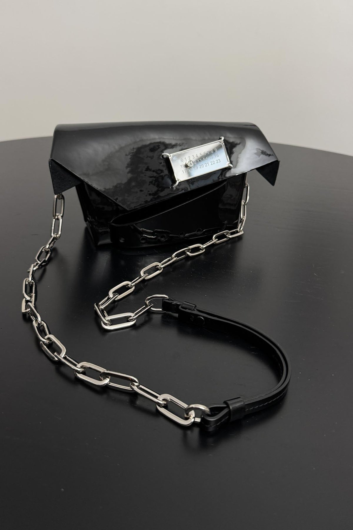 Maison Margiela Cnatched Patent Leather Chain Bag