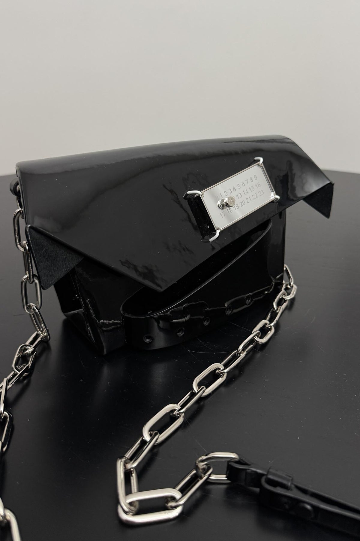 Maison Margiela Cnatched Patent Leather Chain Bag