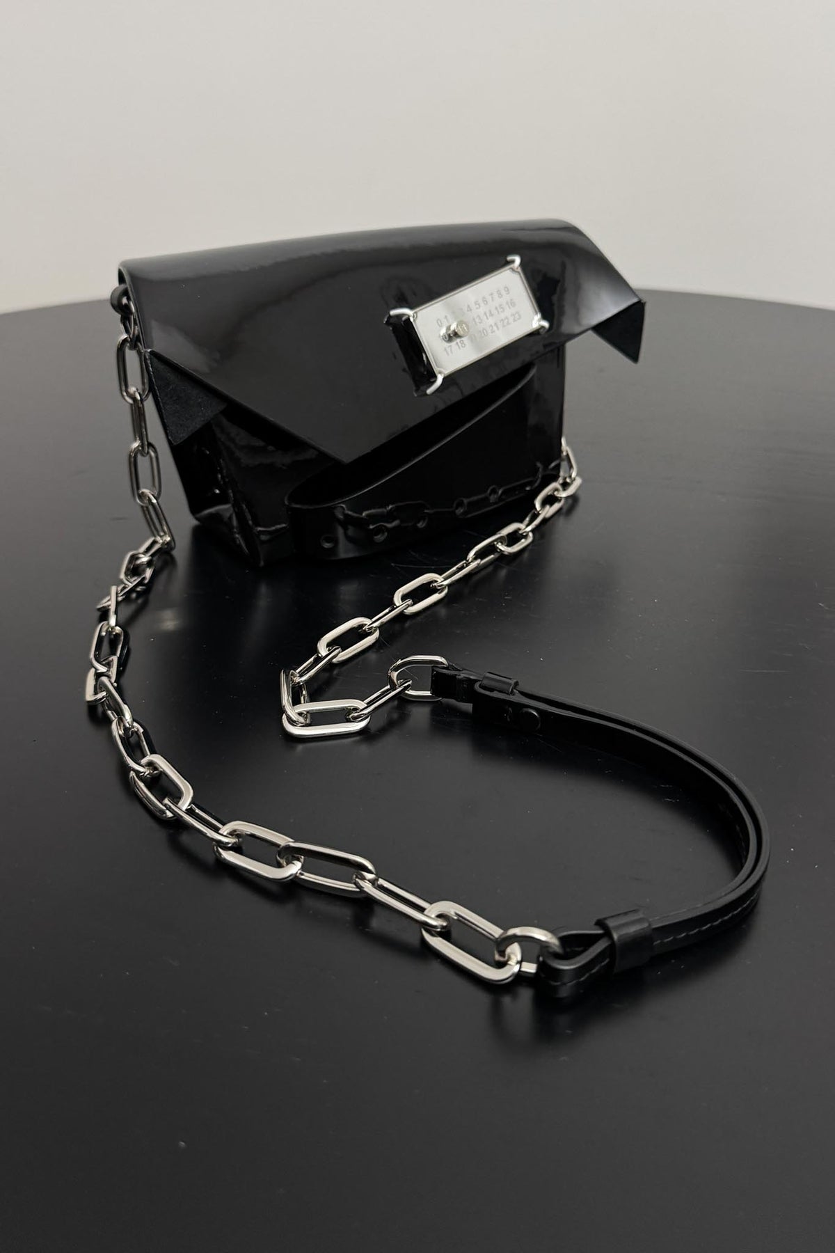 Maison Margiela Cnatched Patent Leather Chain Bag