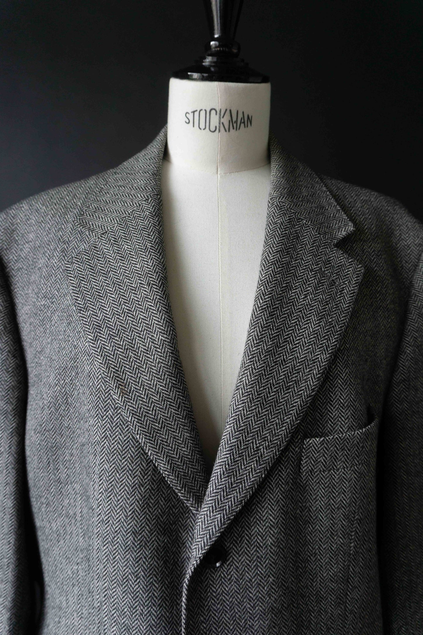 Burberry London Vintage Wollblazer im grauen Herringbone Fischgrat Muster