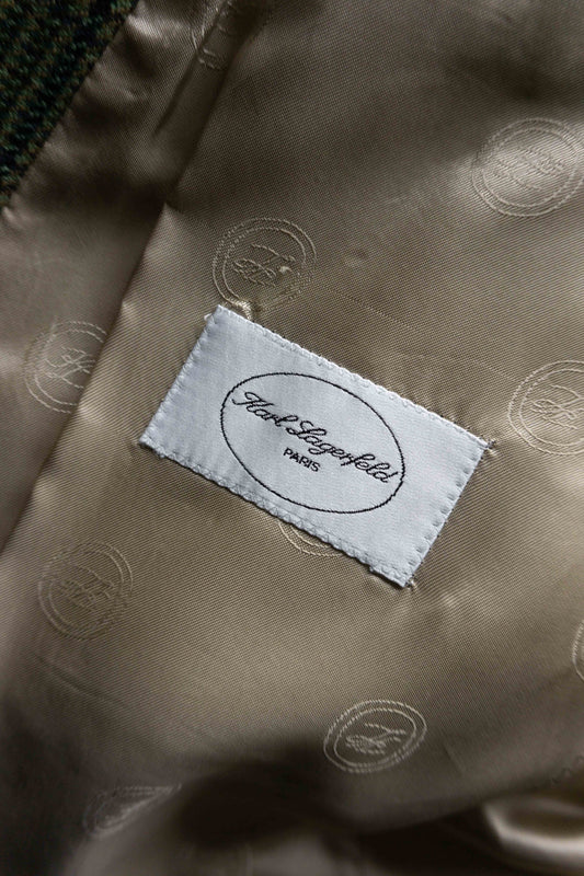 Karl Lagerfeld Paris Vintage Wollblazer im Glencheck Muster mit Ellbogen-Patches