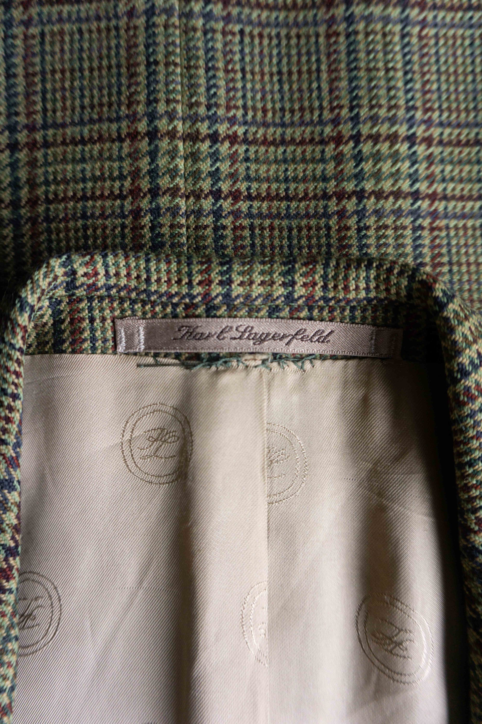 Karl Lagerfeld Paris Vintage Wollblazer im Glencheck Muster mit Ellbogen-Patches