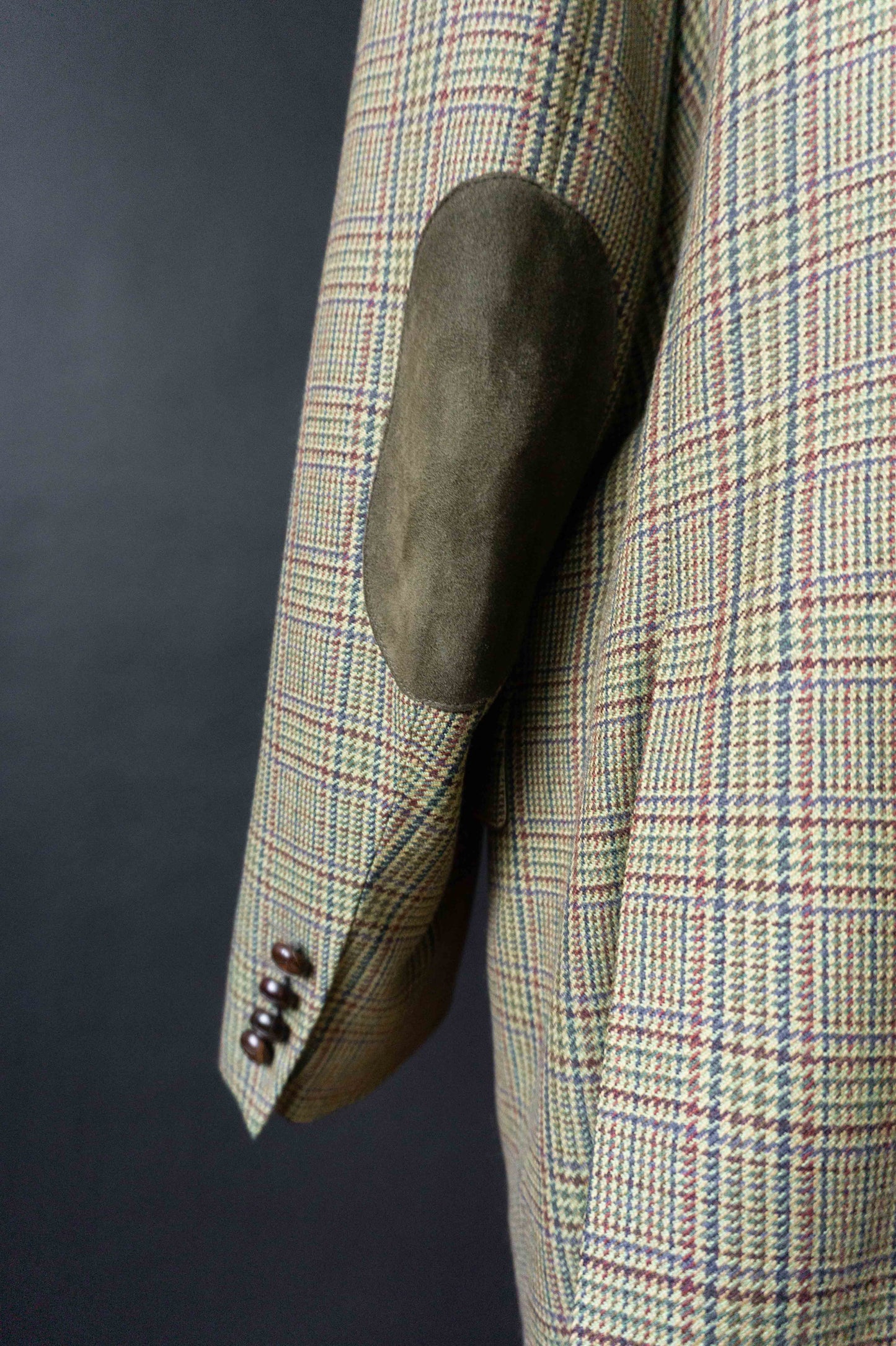 Karl Lagerfeld Paris Vintage Wollblazer im Glencheck Muster mit Ellbogen-Patches