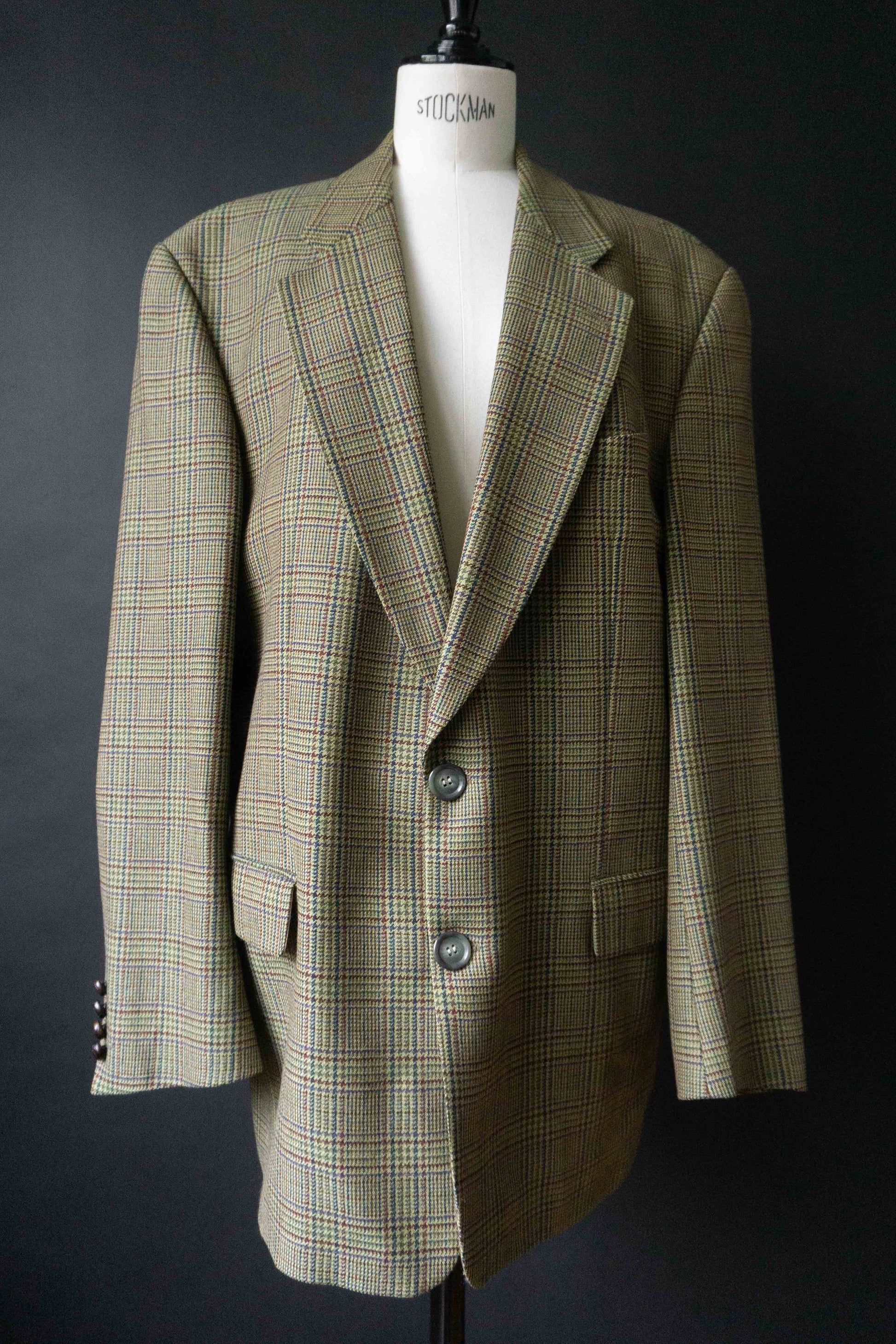 Karl Lagerfeld Paris Vintage Wollblazer im Glencheck Muster mit Ellbogen-Patches