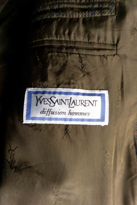 Yves Saint Laurent Vintage Woll-Kaschmir Blazer im Glencheck Heritage Muster