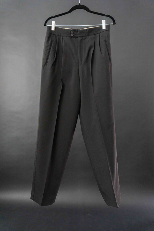 Vintage Smokinghose Damen Schwarz – Elegante Tuxedo Hose aus Wolle mit Satin Galonstreifen, S–M theplaincircle vintage