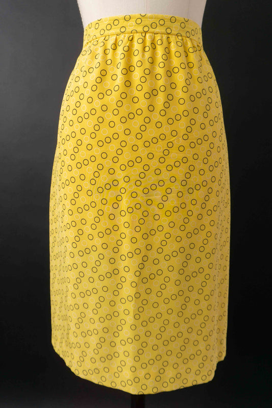 Escada Vintage Seidenrock gelb 80er Jahre Designer Pencil Skirt aus Seide