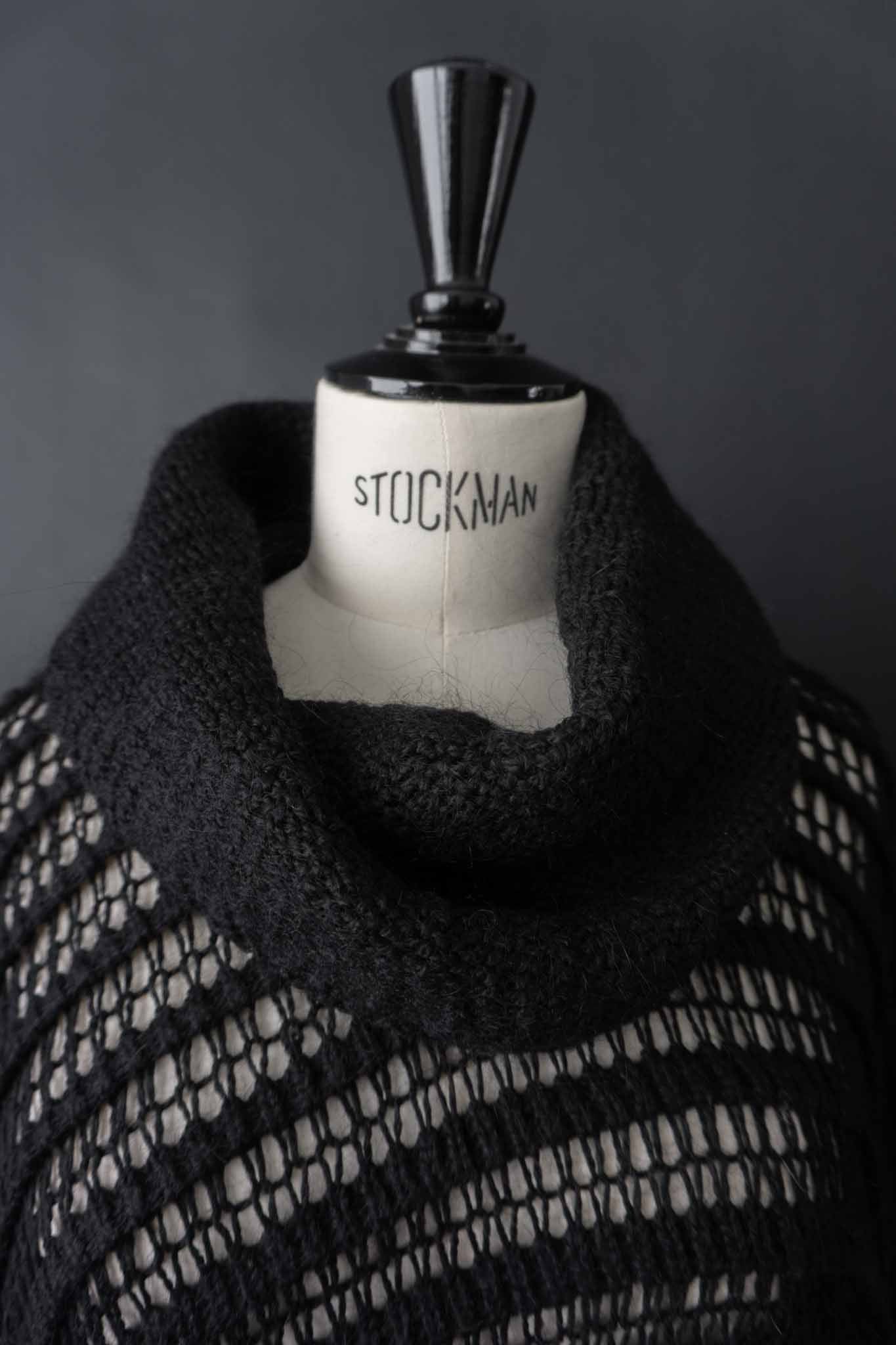 black vintage poncho knit open weave