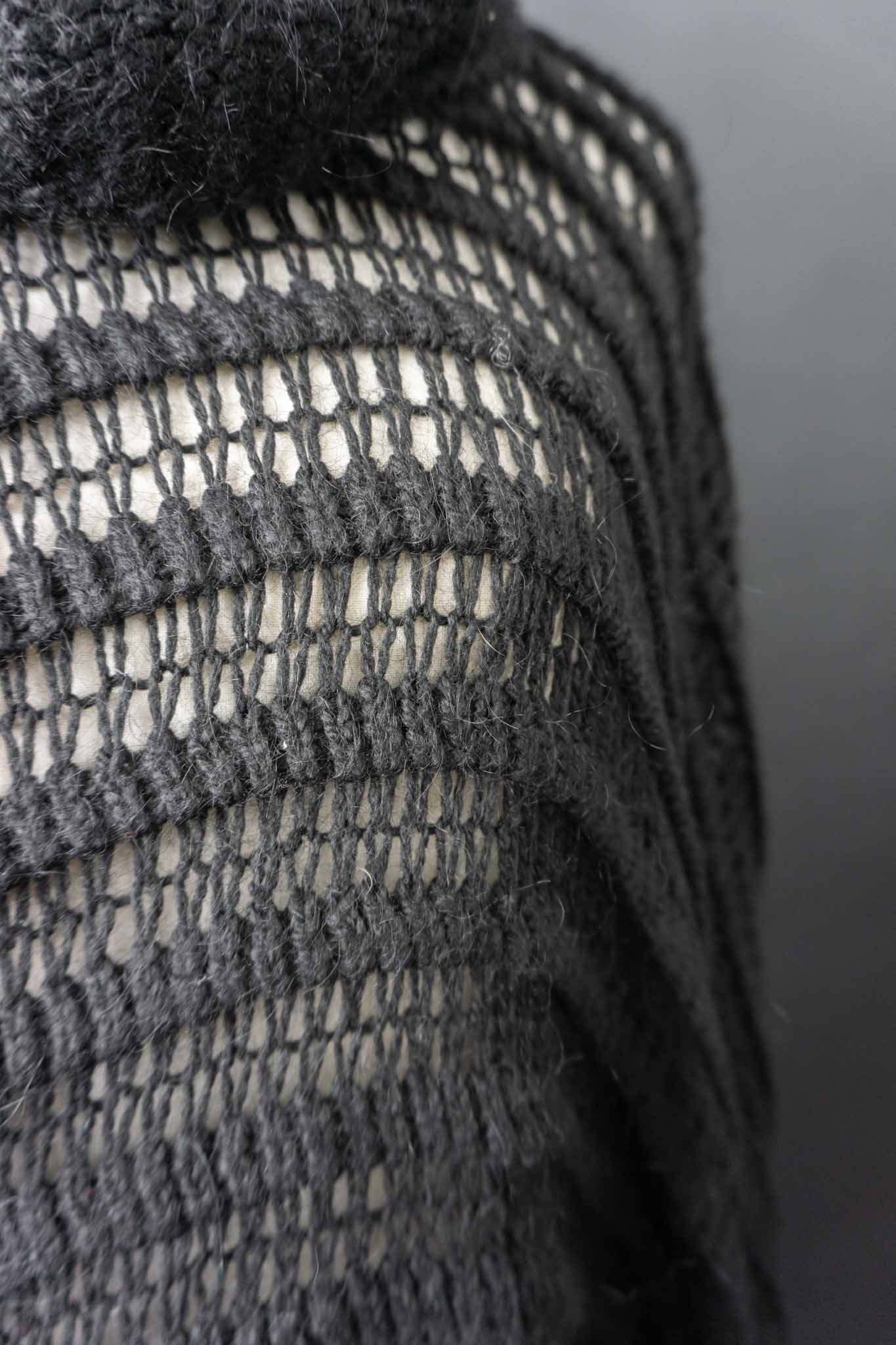 black vintage poncho knit open weave