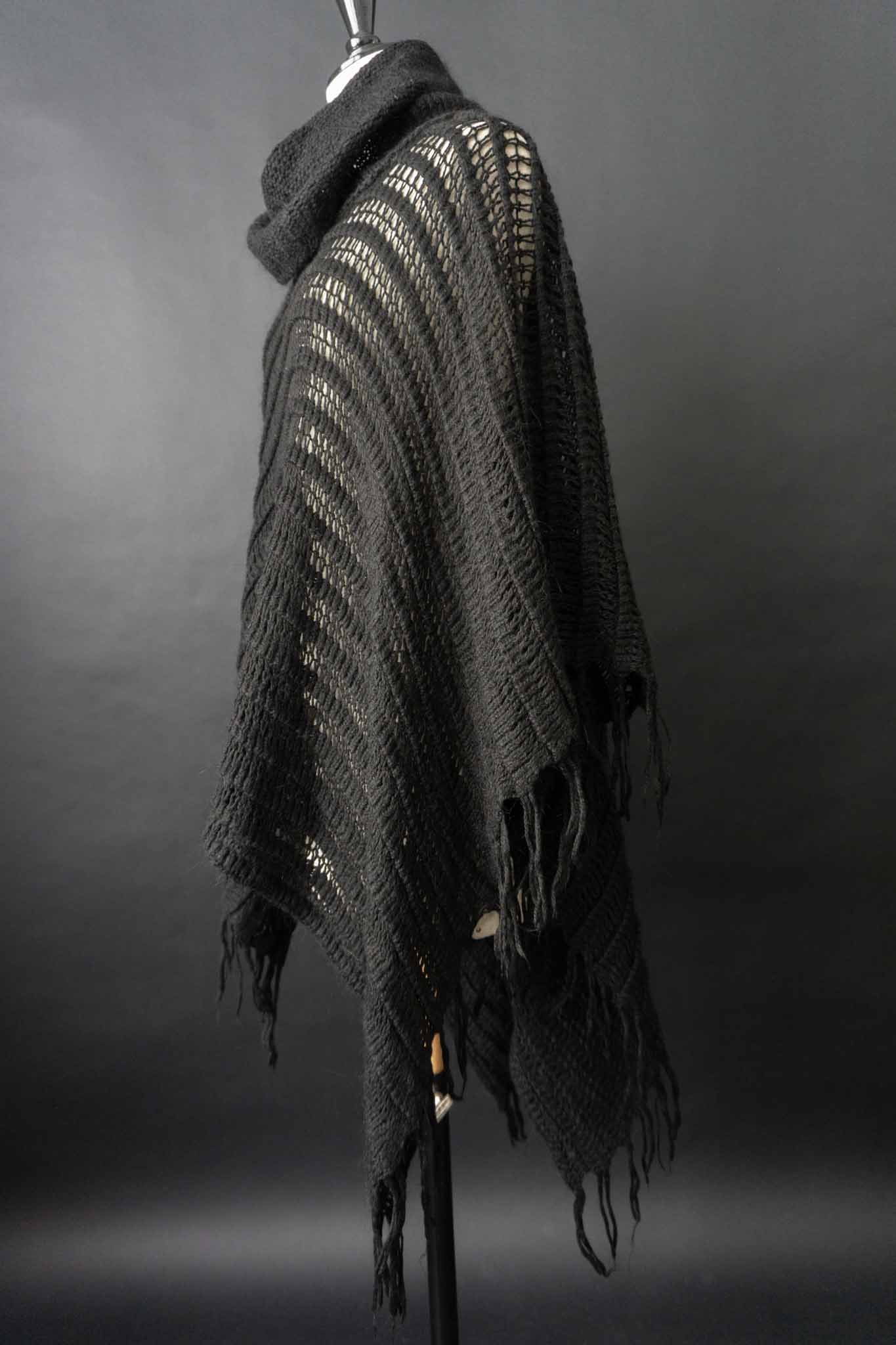 black vintage poncho knit open weave