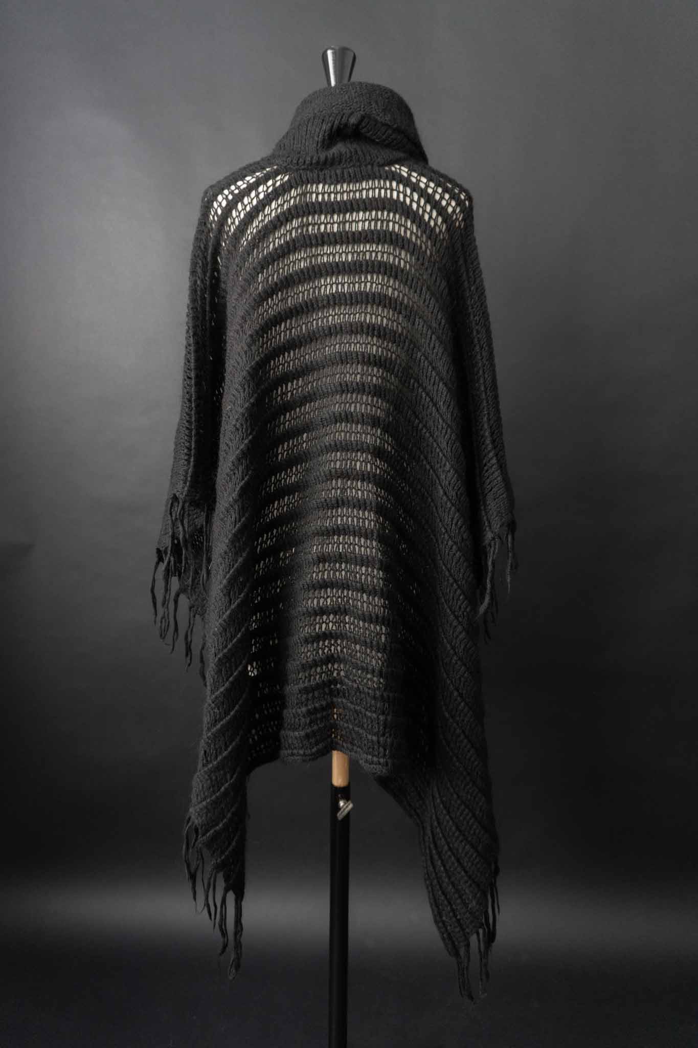 black vintage poncho knit open weave
