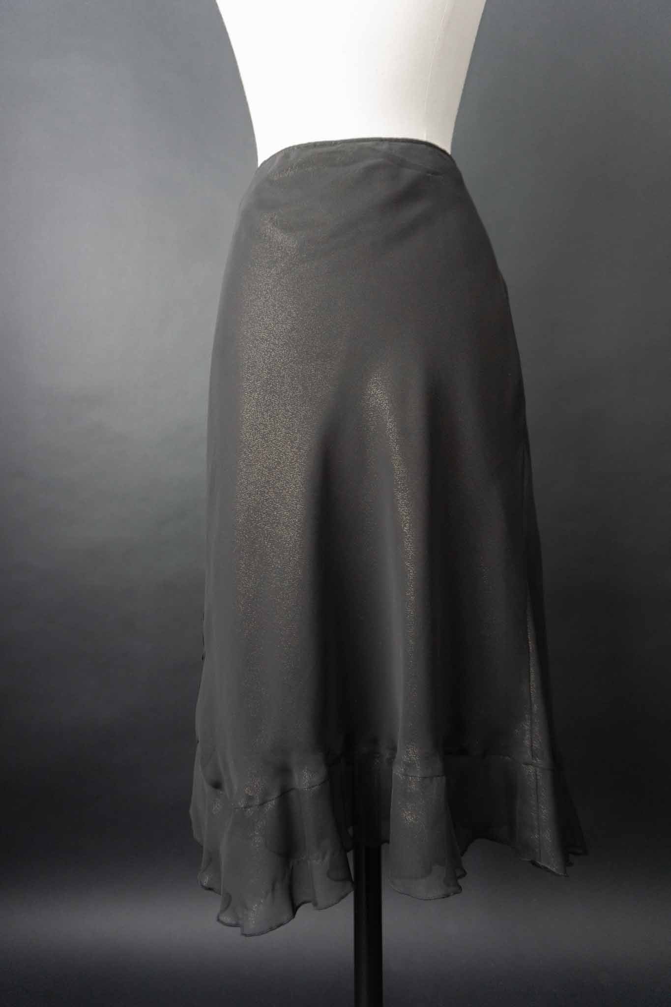 Schwarzer Vintage Midirock mit Glitzereffekt