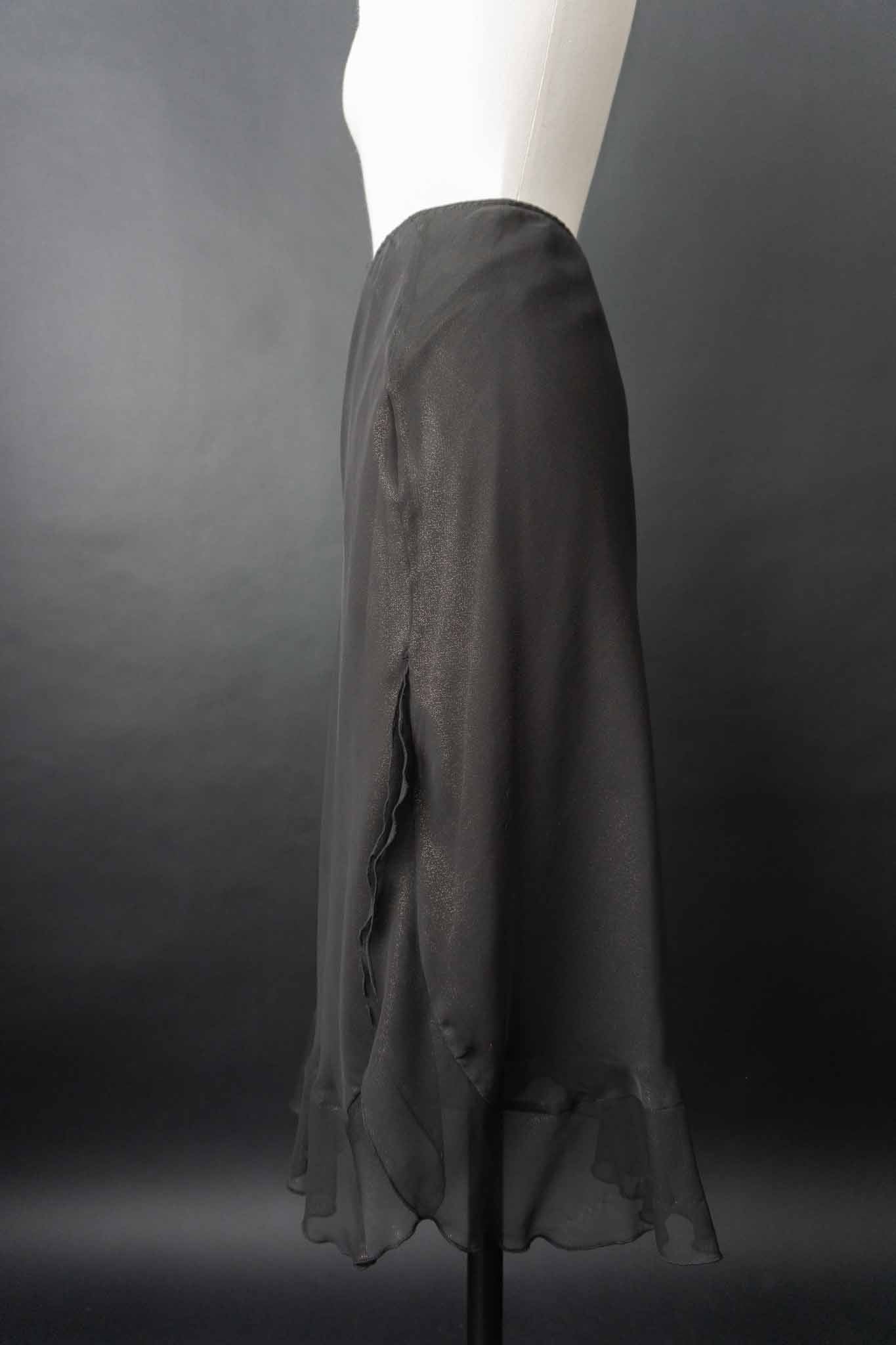 Schwarzer Vintage Midirock mit Glitzereffekt