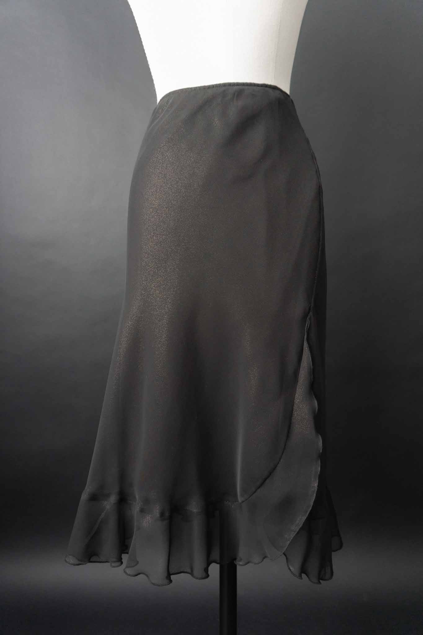 Schwarzer Vintage Midirock mit Glitzereffekt