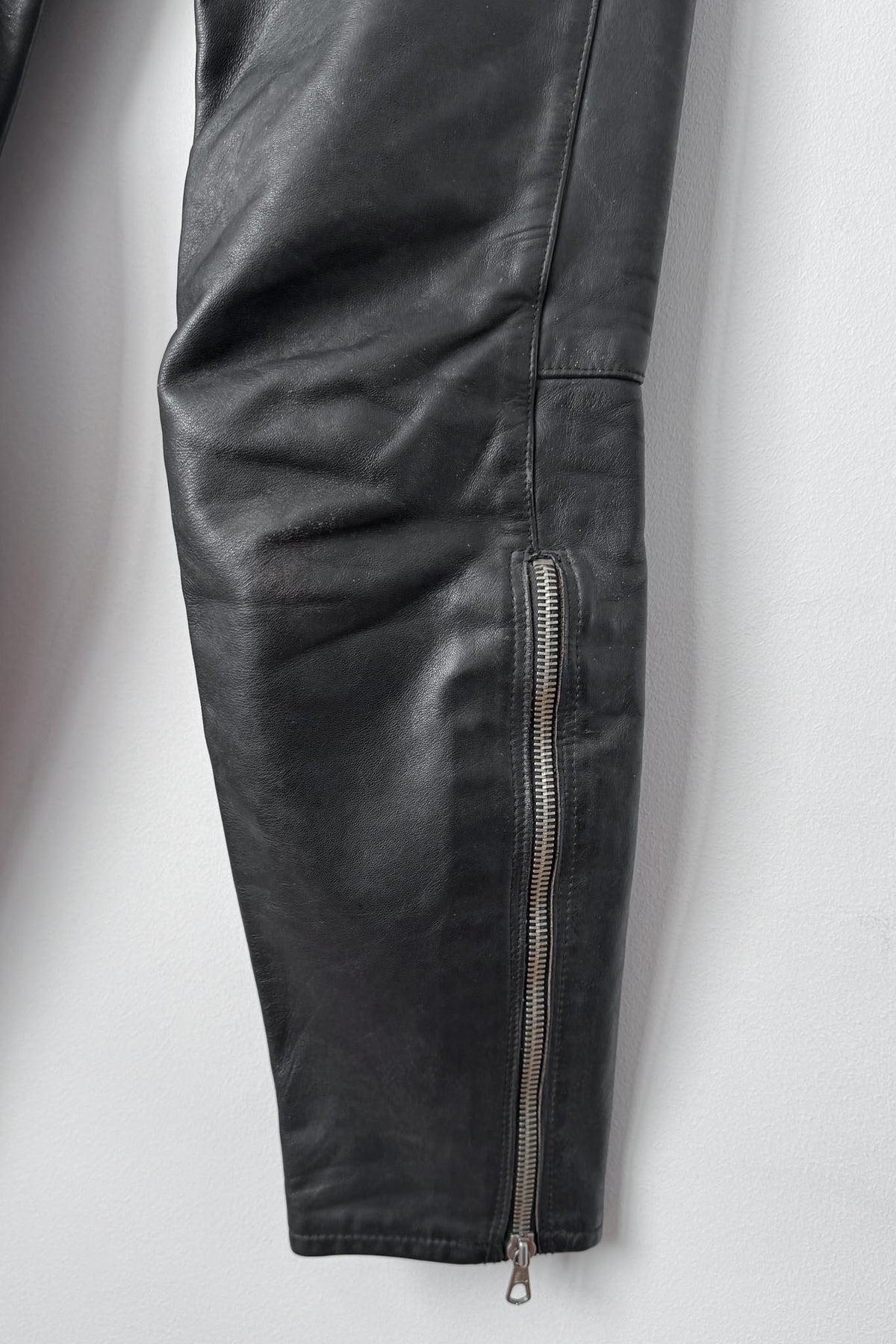 Vintage Biker Lederhose, Zipper details, ital. 46