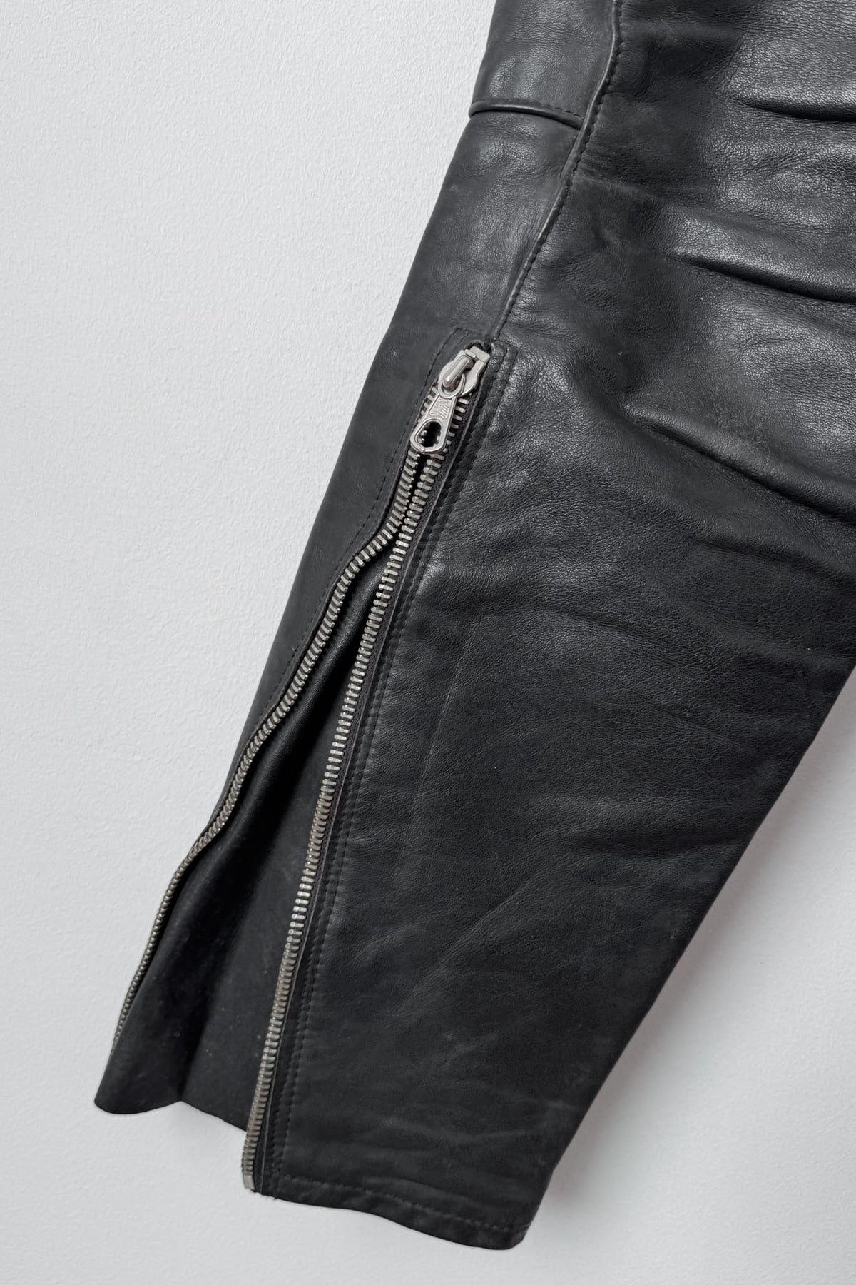 Vintage Biker Lederhose, Zipper details, ital. 46