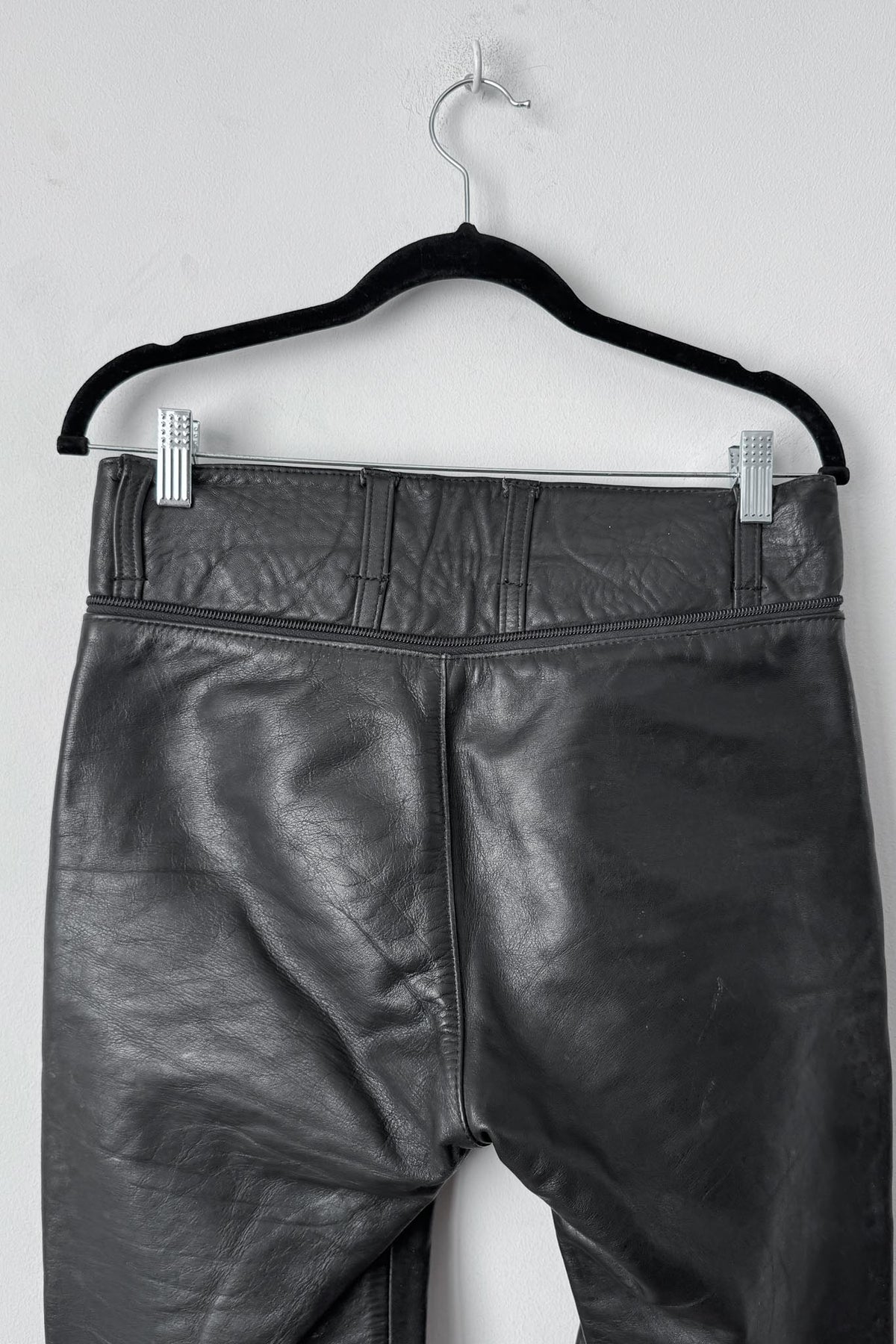 Vintage Biker Lederhose, Zipper details, ital. 46