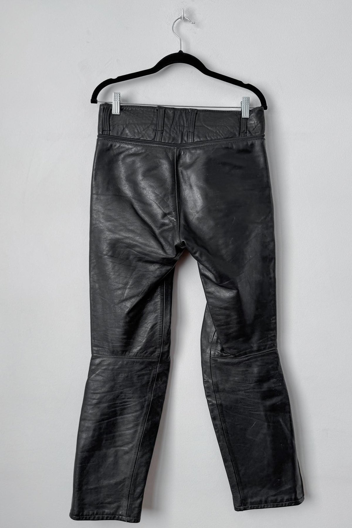 Vintage Biker Lederhose, Zipper details, ital. 46