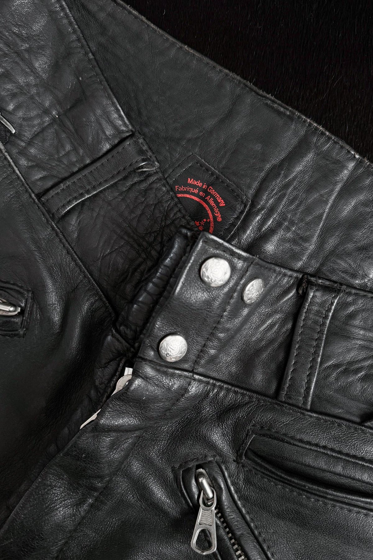 Vintage Biker Lederhose, Zipper details, ital. 46