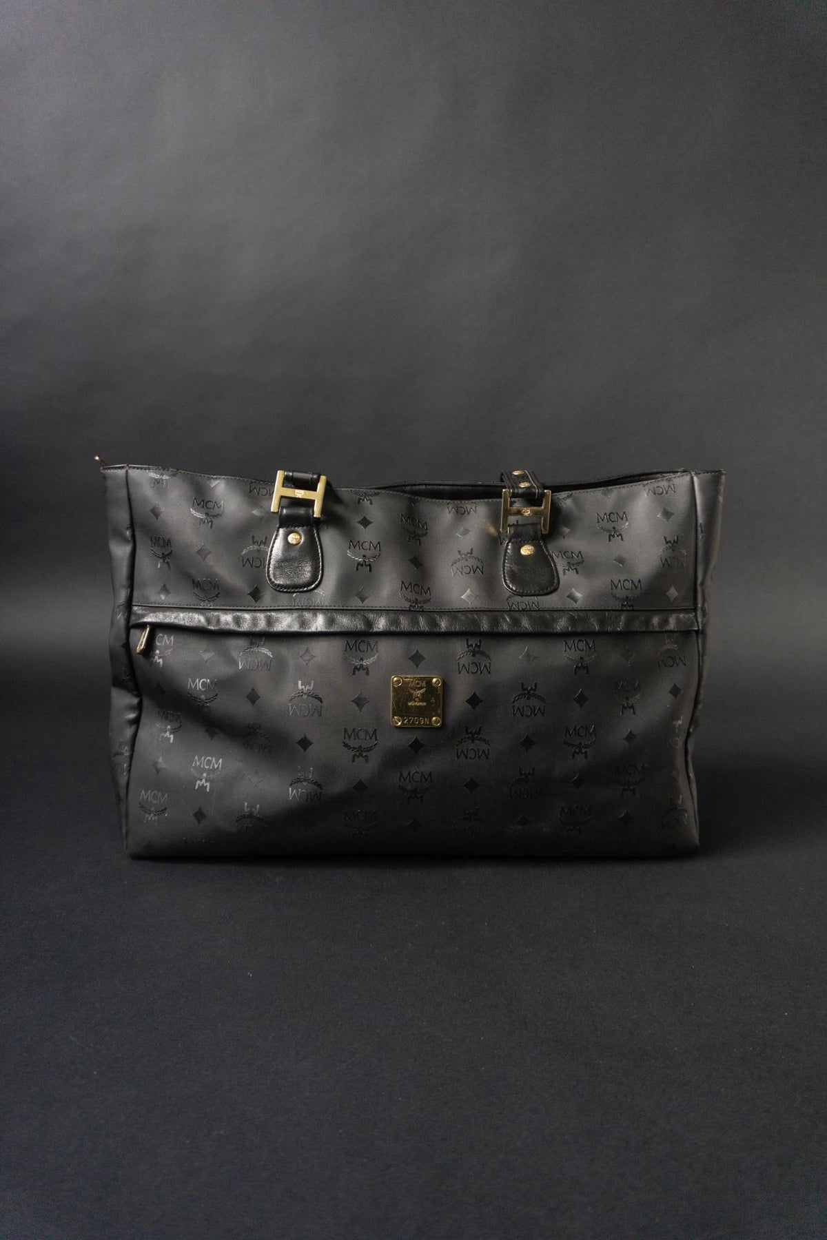 MCM Vintage Shopper aus den 80er Jahren | Schwarze Visetos Monogram Tasche